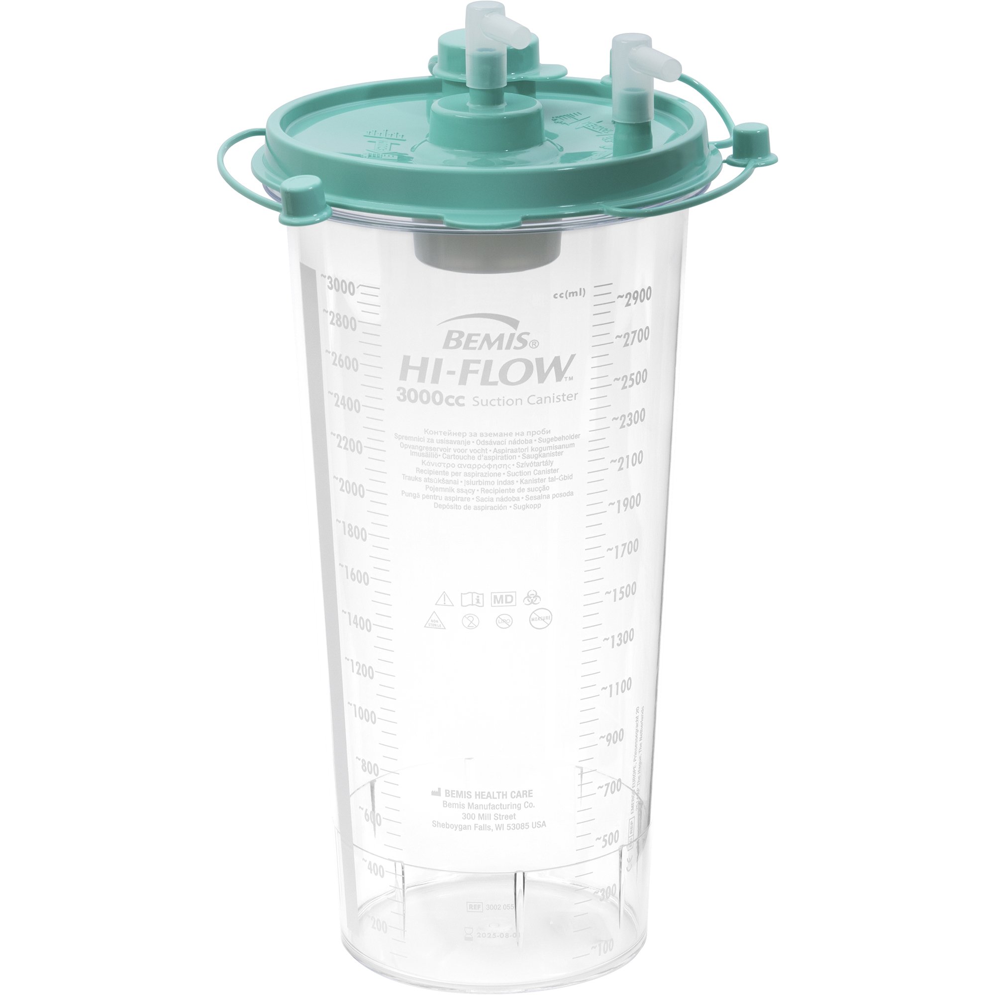 Bemis Healthcare 3002 055 - Hi-Flow™ Rigid Suction Canister for use with Bemis Quick-Drain™ Systems, 3000 mL - 1/Each, 36/Case