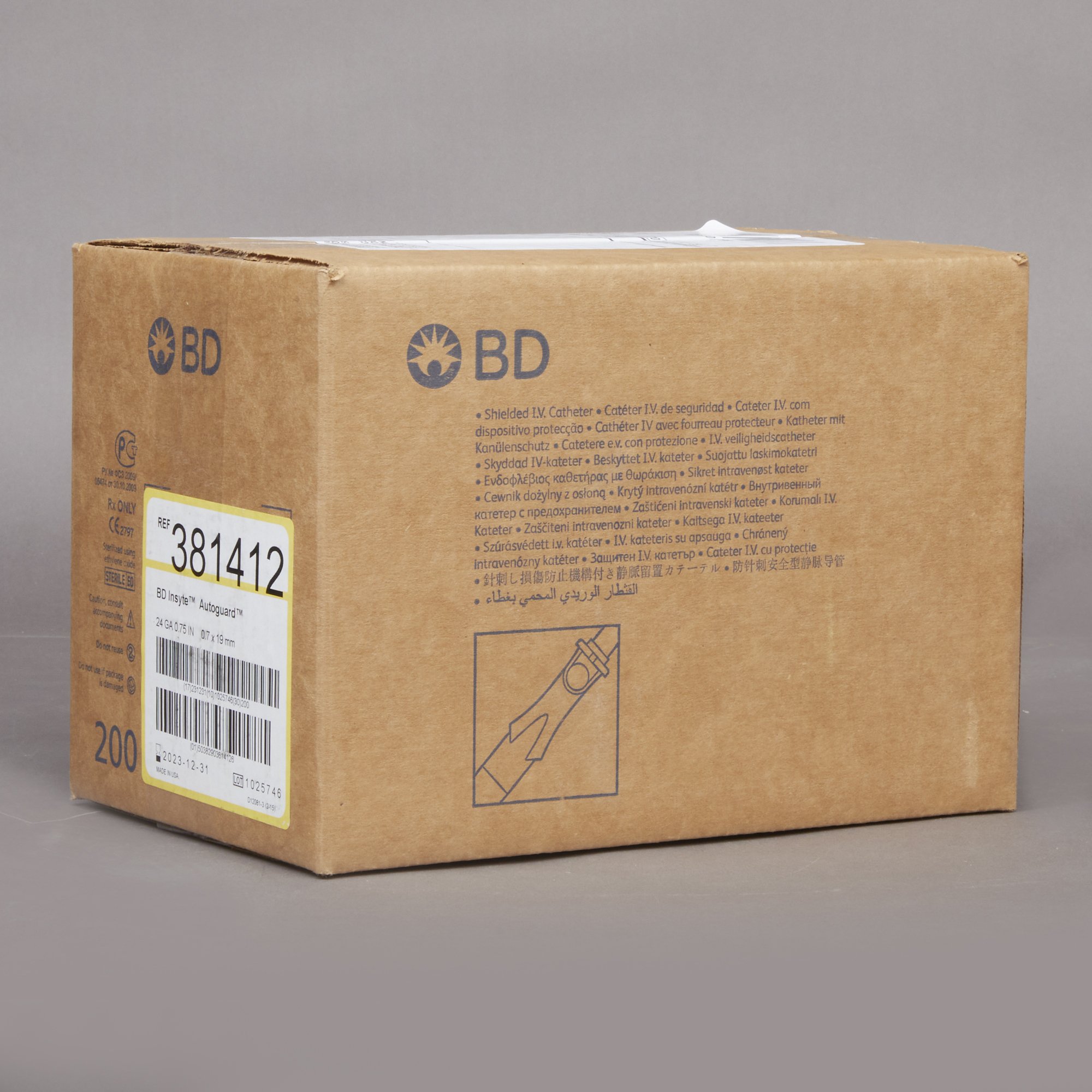 BD 381412 - Insyte-N™ Autoguard™ Peripheral IV Catheter, 24 Gauge - 1/Each, 50/Box, 200/Case