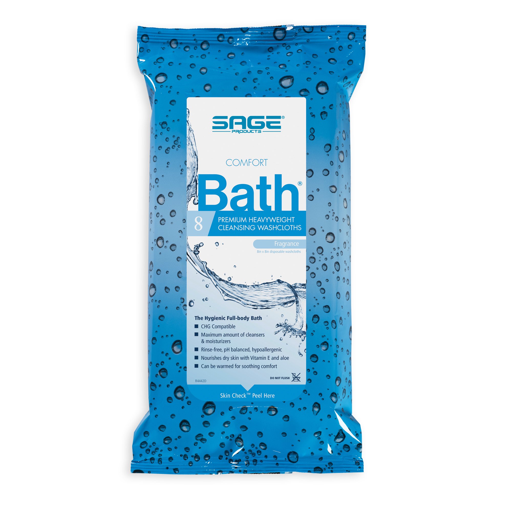 Sage Products 7900 - Comfort Bath® Cleansing Washcloths, Heavyweight, Soft Pack - 8/Pack, 352/Case