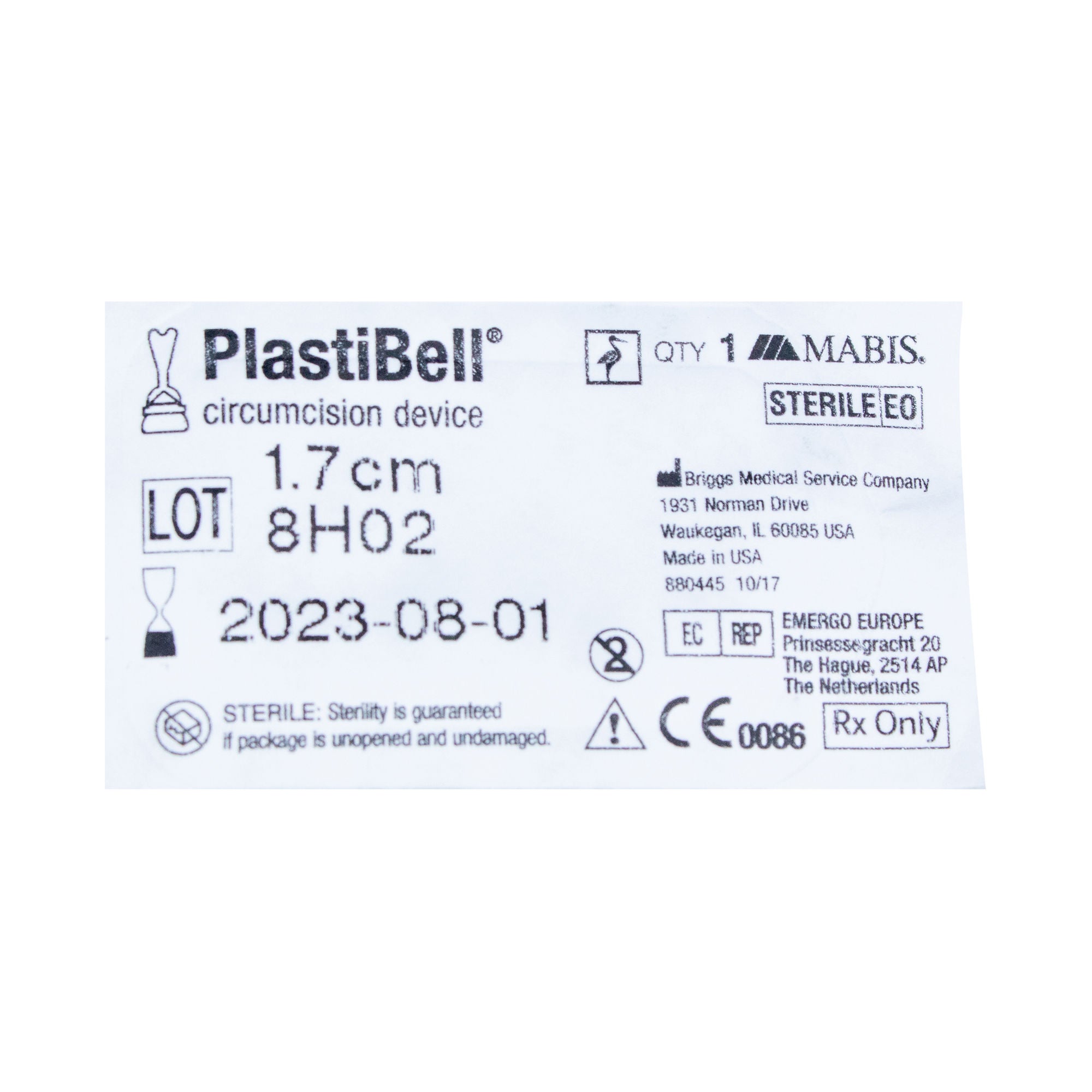 Aspen Surgical Products - 9217 Handled Circumcision Device PlastiBell® 1.7 cm Diameter Plastic Sterile