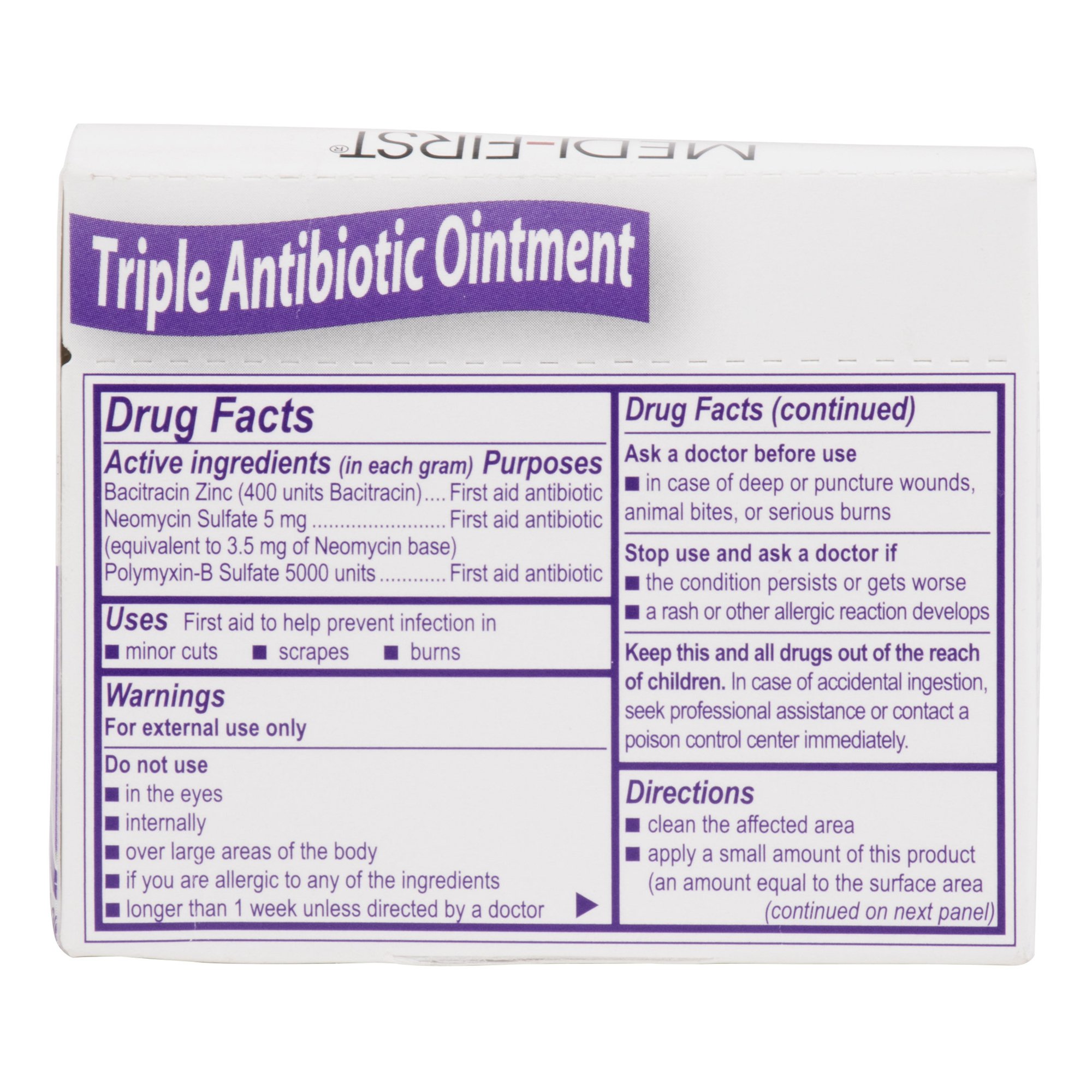 Medique Products 22373 - Medi-First® Bacitracin / Neomycin / Polymyxin B First Aid Antibiotic - 25/Box, 900/Case