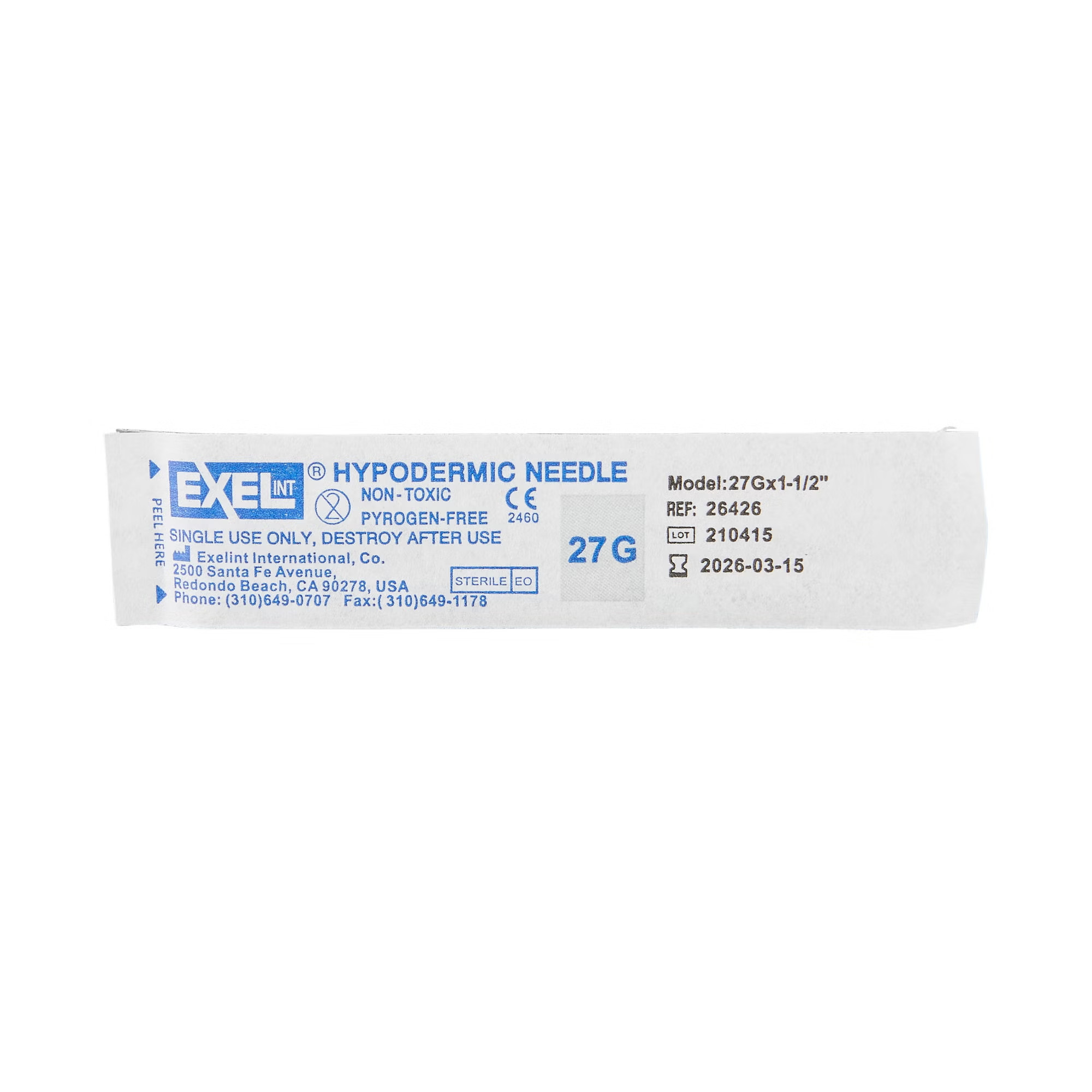 AirTite Products - 26426 Hypodermic Needle EXELInt® 1-1/2 Inch Length 27 Gauge Regular Wall Without Safety