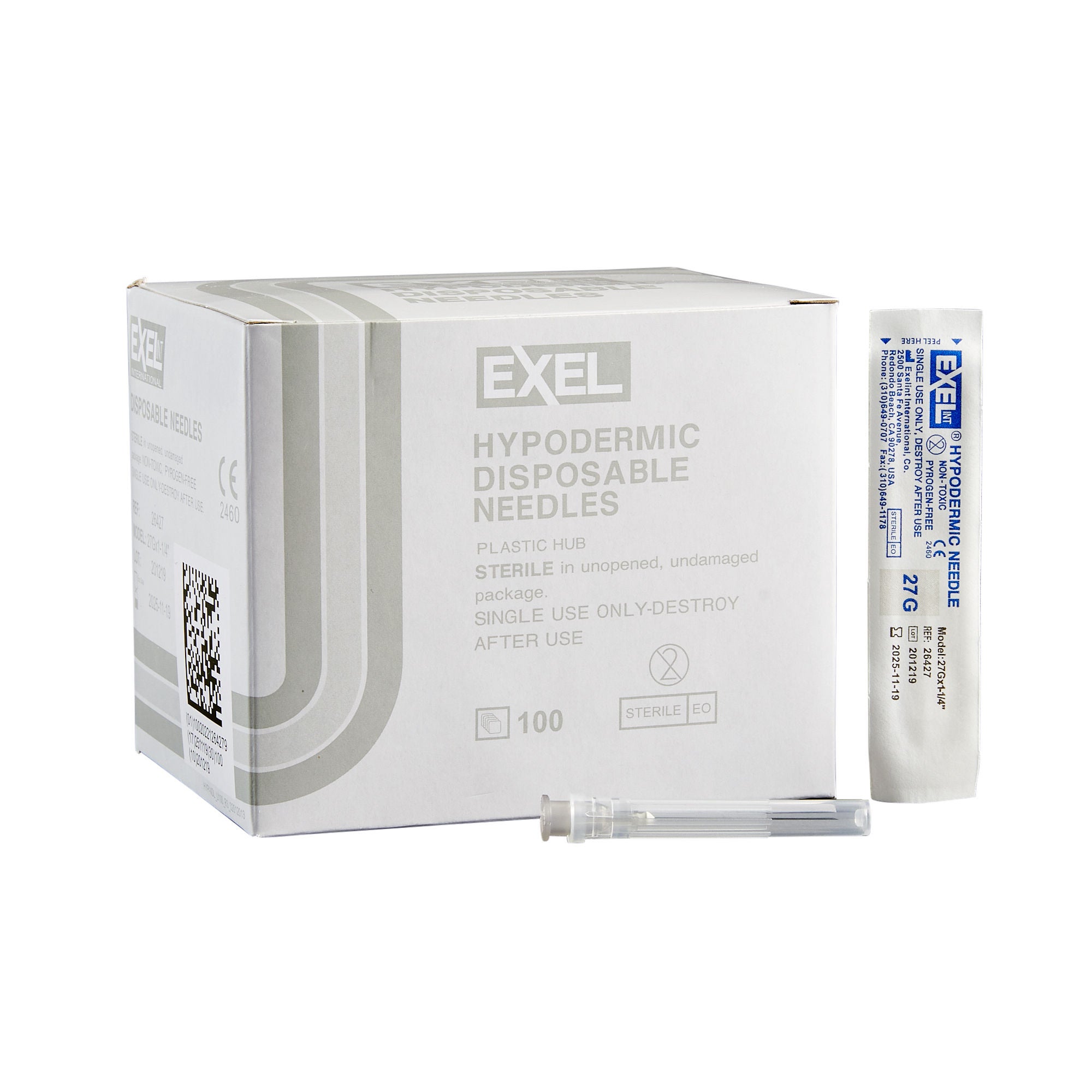 AirTite Products - 26427 Hypodermic Needle EXELInt® 1-1/4 Inch Length 27 Gauge Regular Wall Without Safety