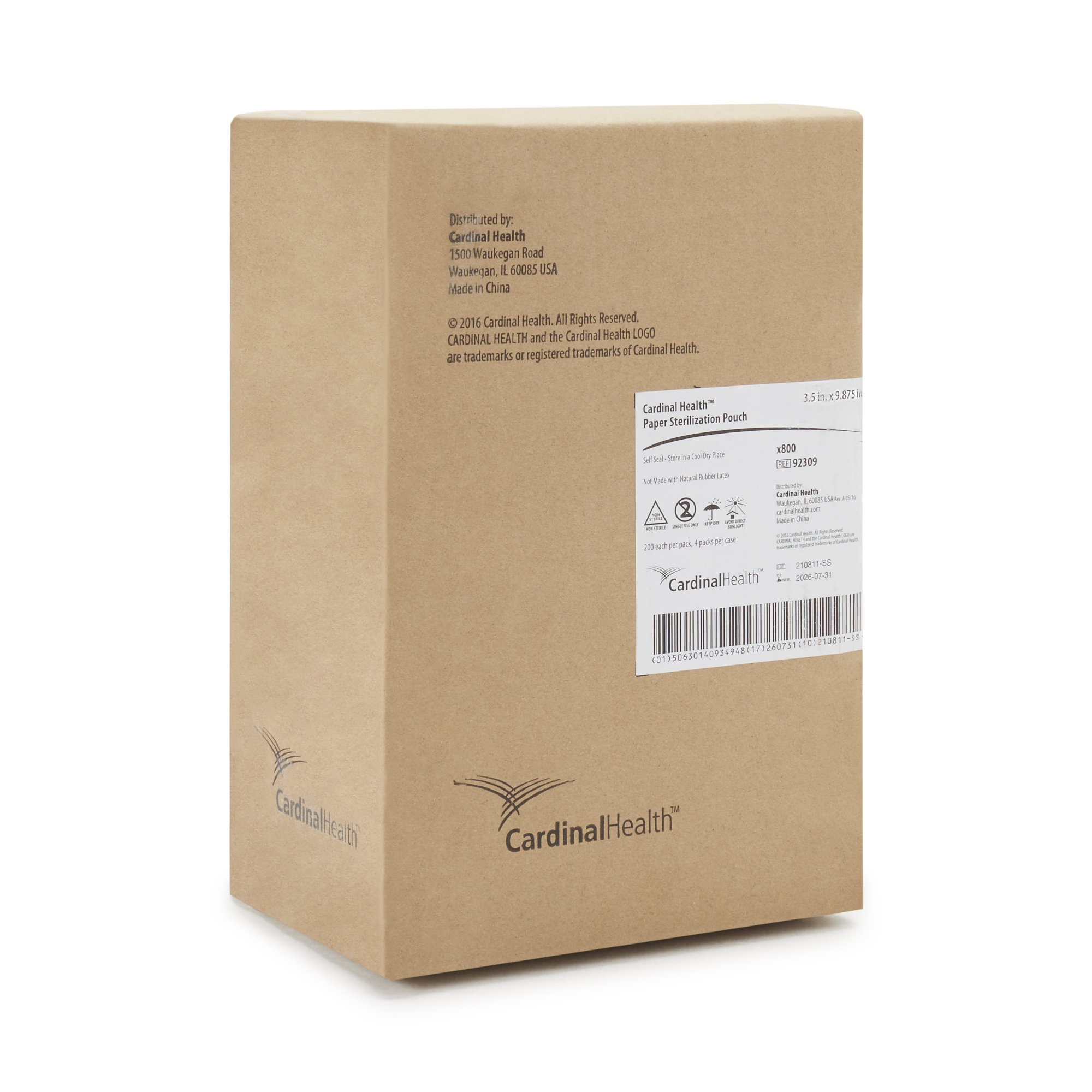 Cardinal 92309 - Cardinal Health™ Sterilization Pouch, 3.5 x 9.875 Inch - 200/Pack, 800/Case