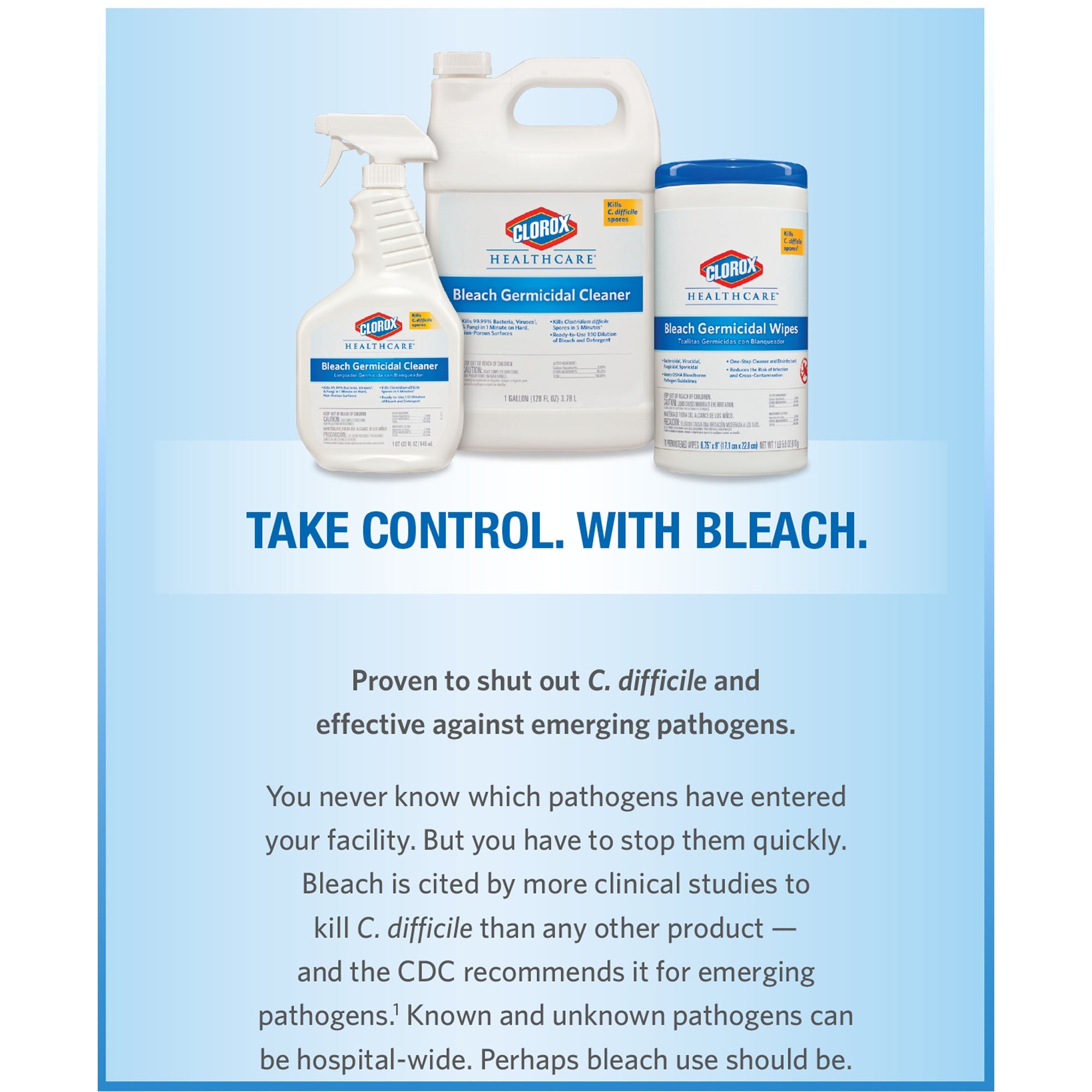 The Clorox Company - 68967 Surface Disinfectant Cleaner Clorox Healthcare® Bleach Germicidal Germicidal Trigger Spray Liquid 22 oz. Bottle Fruity Floral Bleach Scent NonSterile