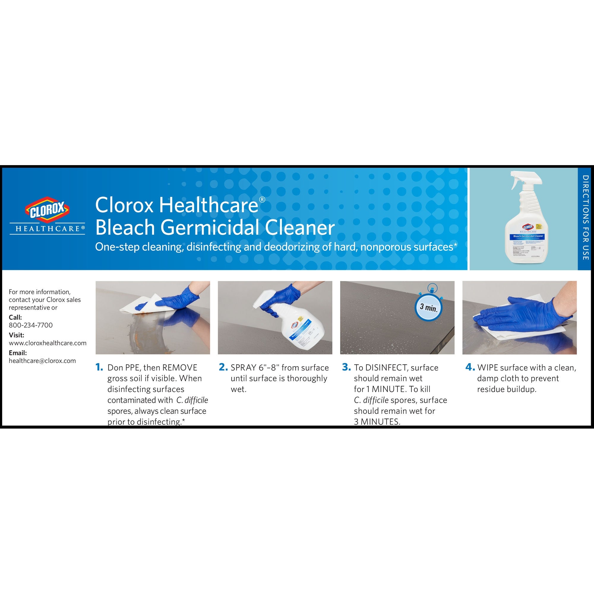 The Clorox Company - 68967 Surface Disinfectant Cleaner Clorox Healthcare® Bleach Germicidal Germicidal Trigger Spray Liquid 22 oz. Bottle Fruity Floral Bleach Scent NonSterile