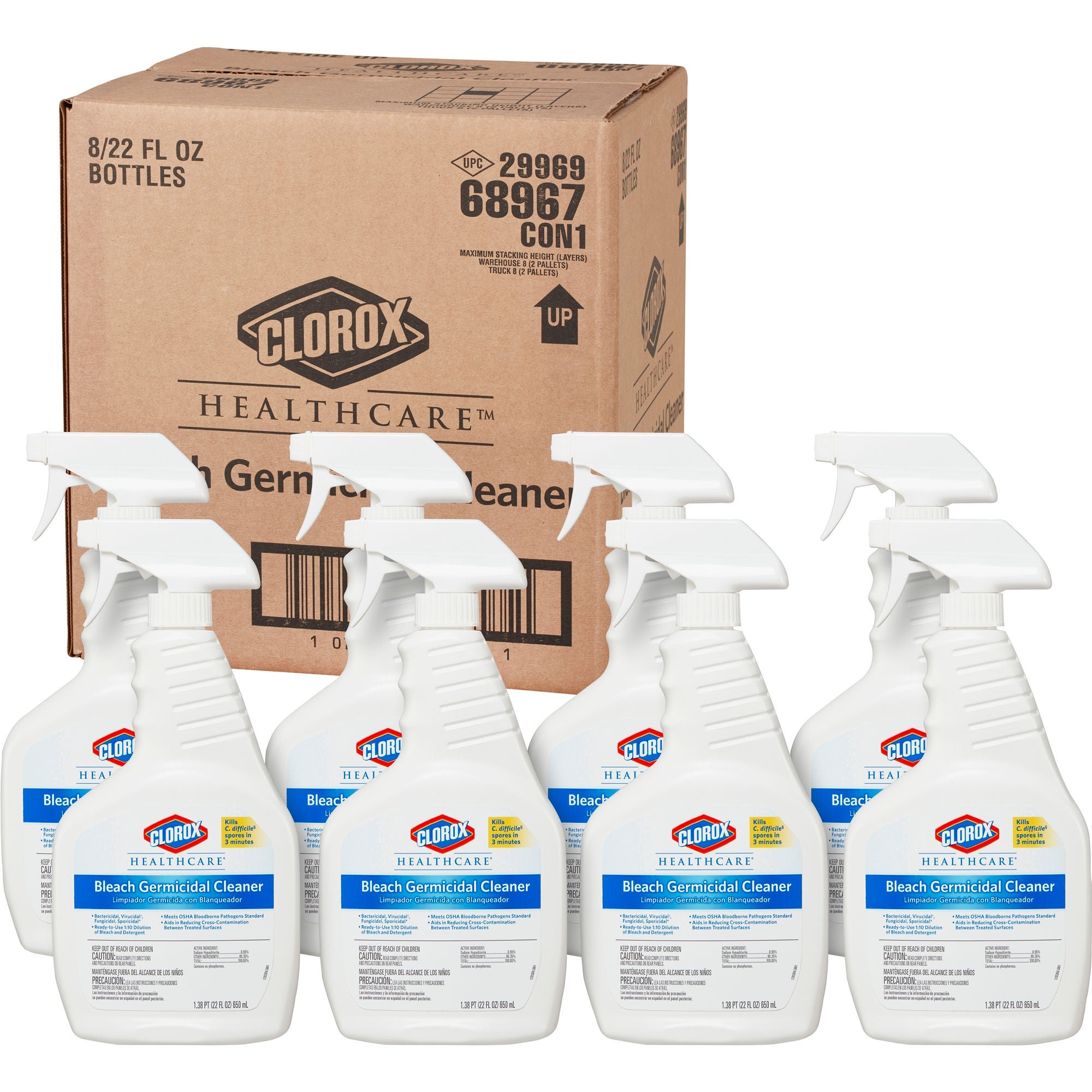 The Clorox Company - 68967 Surface Disinfectant Cleaner Clorox Healthcare® Bleach Germicidal Germicidal Trigger Spray Liquid 22 oz. Bottle Fruity Floral Bleach Scent NonSterile