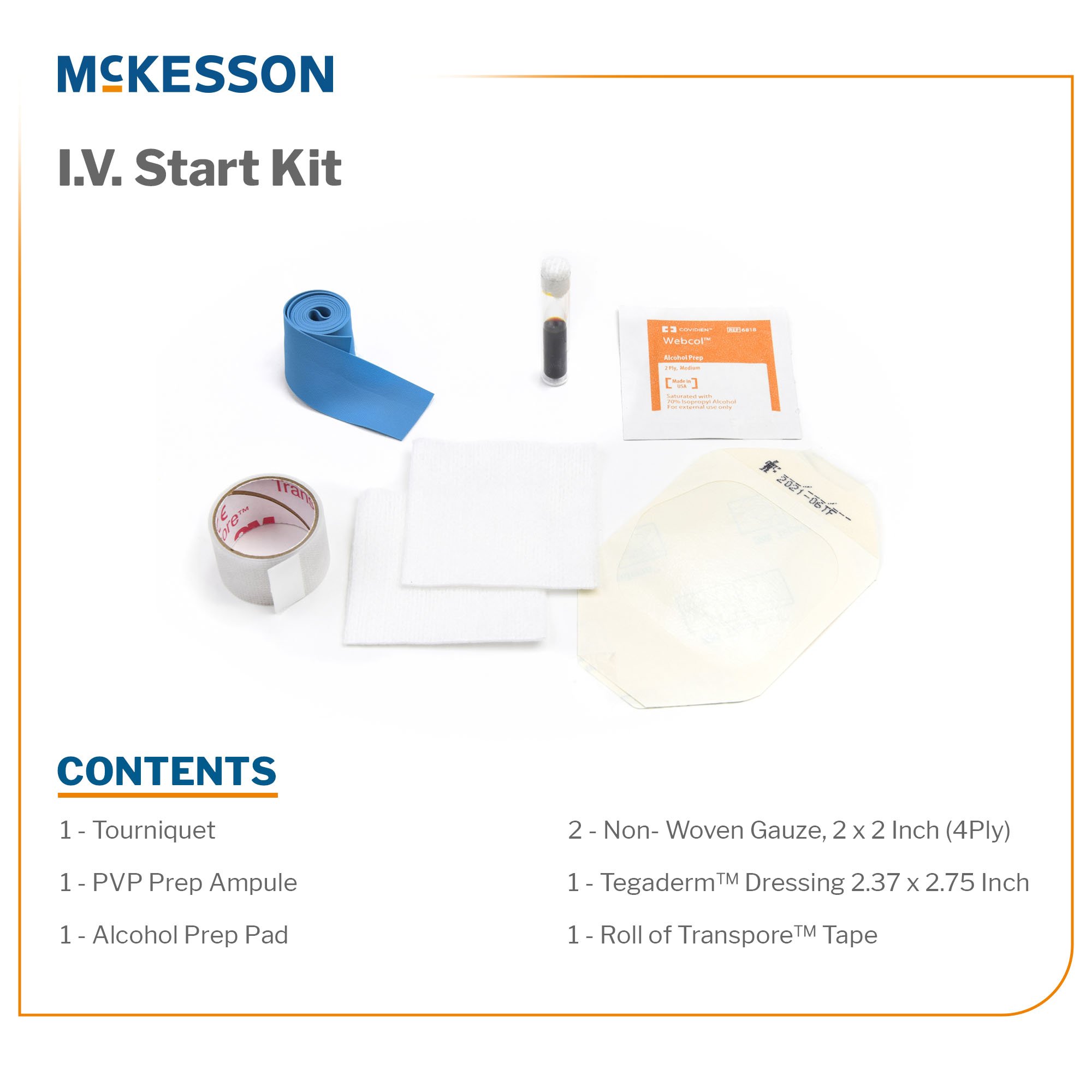 McKesson Brand - 25-5840 McKesson IV Start Kit with Tegaderm™ Dressing & PVP Prep Ampule