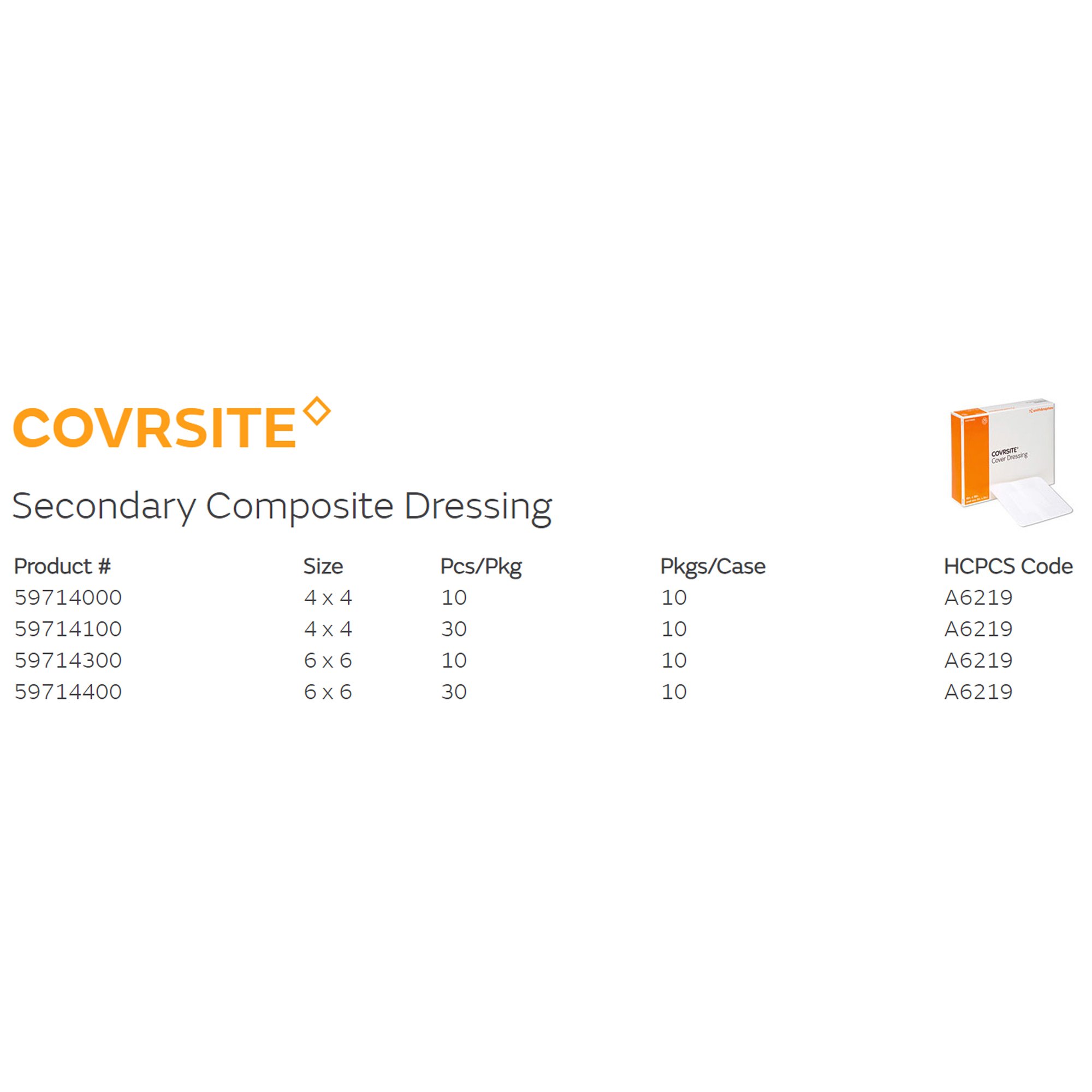 Smith & Nephew 59714100 - Covrsite Composite Dressing, 4 x 4 Inch - 1/Each, 30/Box, 300/Case