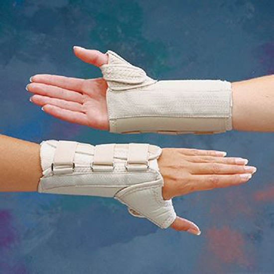 Performance Health - 081284827 Wrist Brace with Thumb Spica Rolyan® D-Ring™ Original Aluminum / Cotton / Polyester Left Hand Beige Large