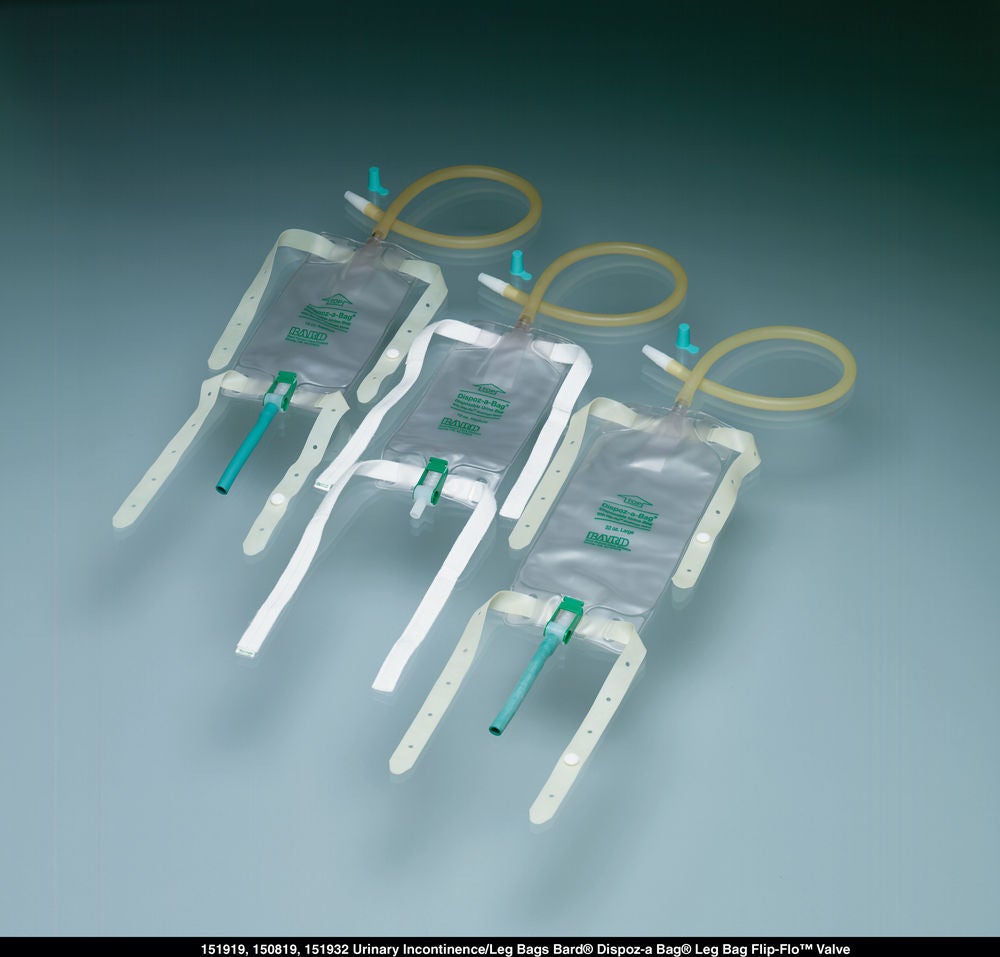 Bard - 151932 Urinary Leg Bag Bard® Dispoz-a-Bag® Anti-Reflux Valve Sterile 950 mL Vinyl
