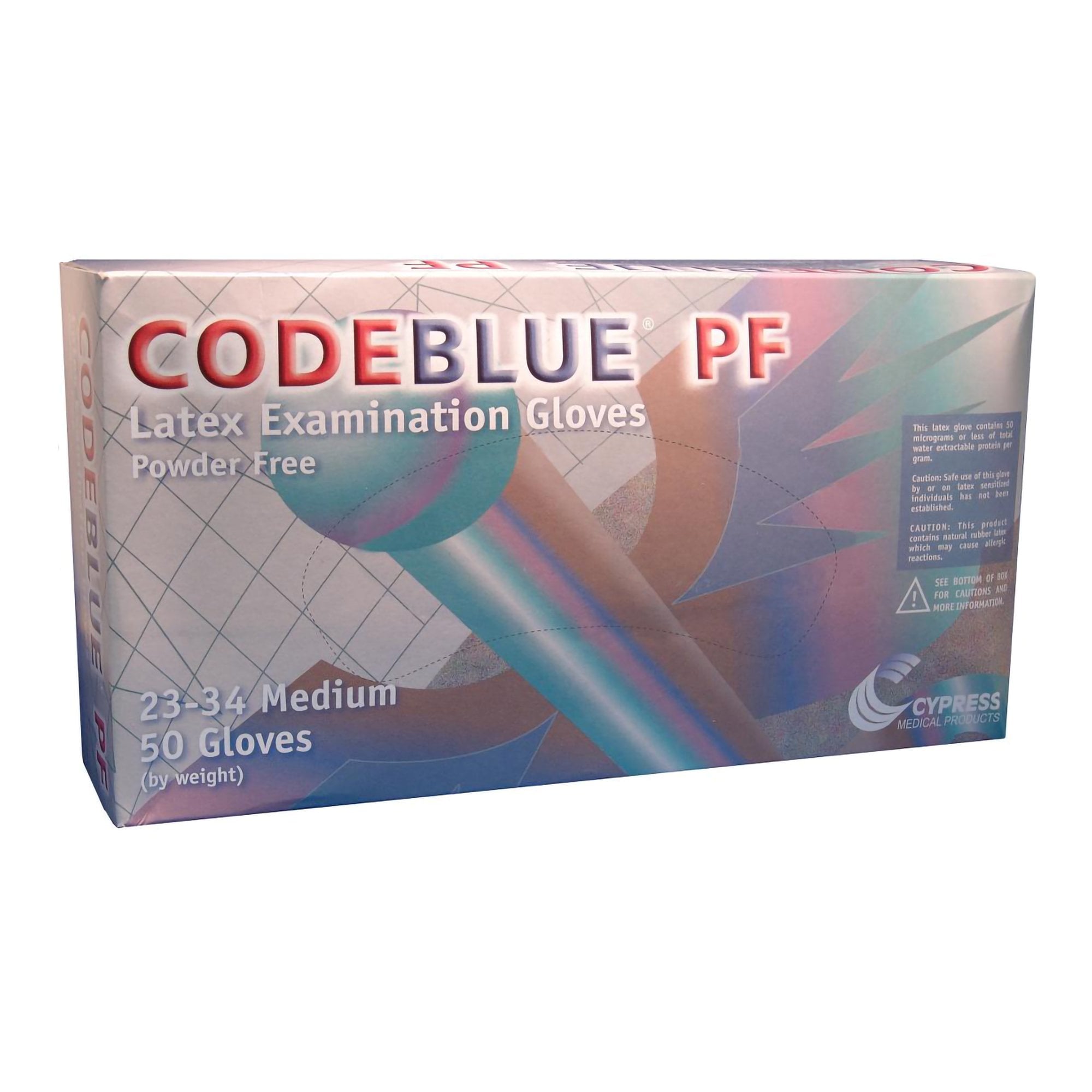 McKesson Brand 23-34 - CodeBlue® PF Latex Extended Cuff Length Exam Glove, Medium, Blue - 50/Box, 500/Case