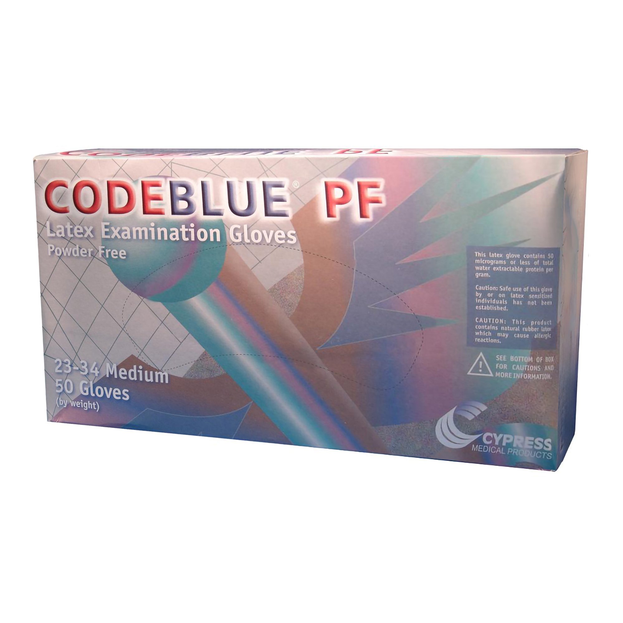 McKesson Brand 23-34 - CodeBlue® PF Latex Extended Cuff Length Exam Glove, Medium, Blue - 50/Box, 500/Case