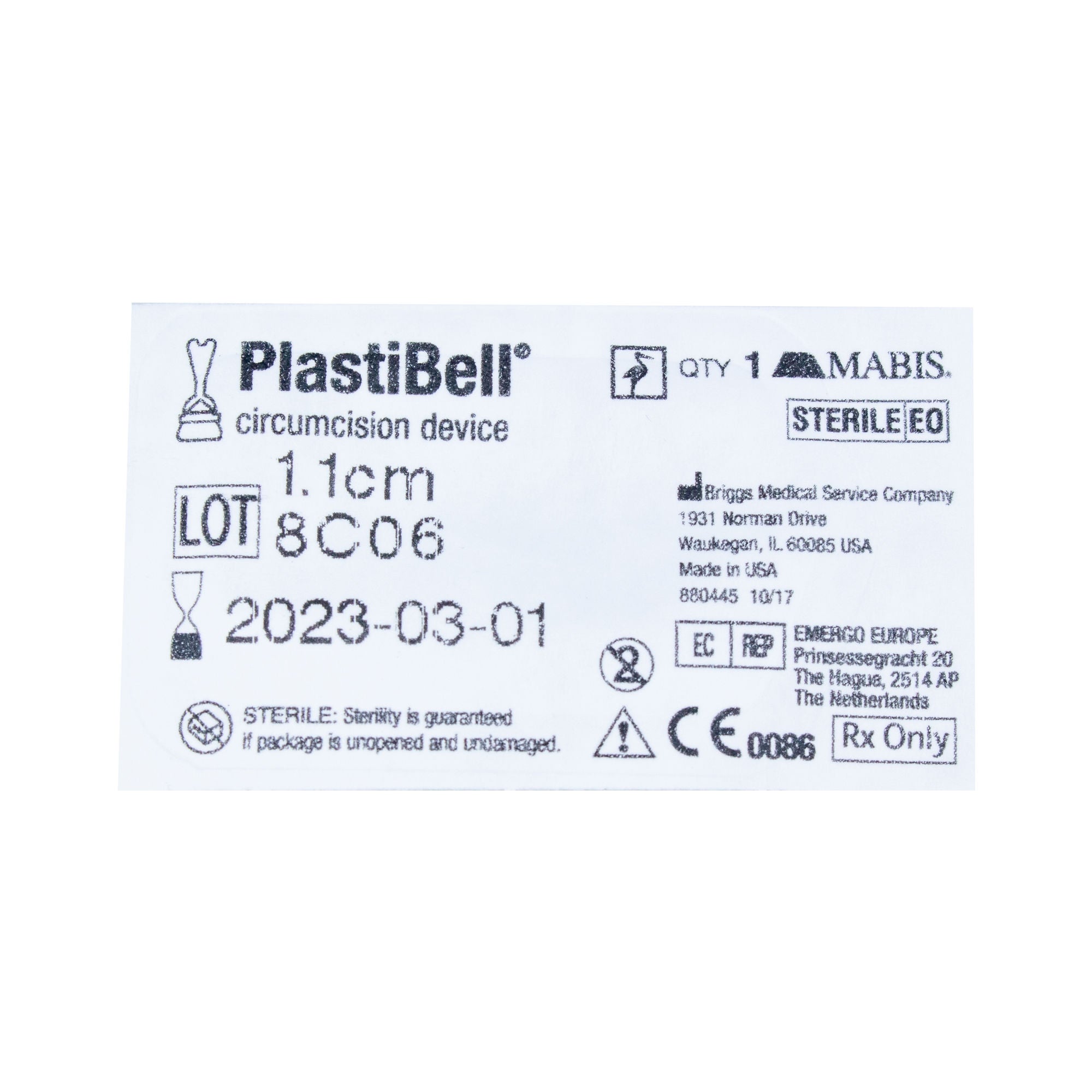 Aspen Surgical Products - 9231 Handled Circumcision Device PlastiBell® 1.1 cm Diameter Plastic Sterile