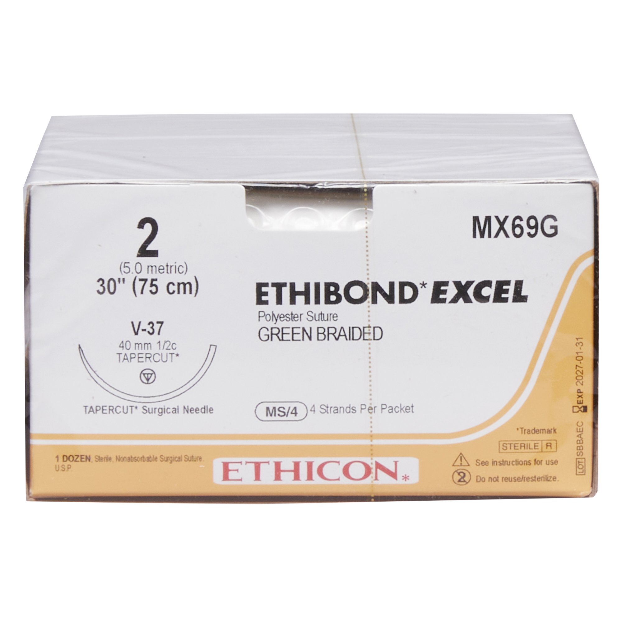 J & J Healthcare Systems MX69G - Ethibond™ Excel Suture with Needle - 12/Dozen, 12/Box