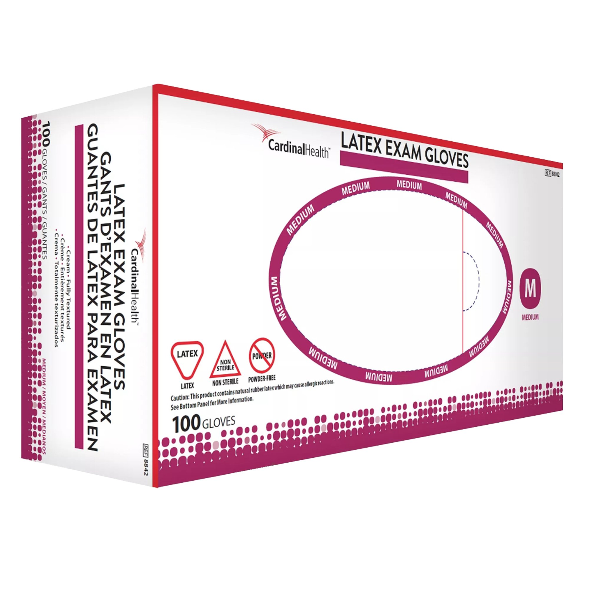 Cardinal 8842 - Positive Touch® Latex Exam Glove, Medium, Ivory - 100/Box, 1000/Case