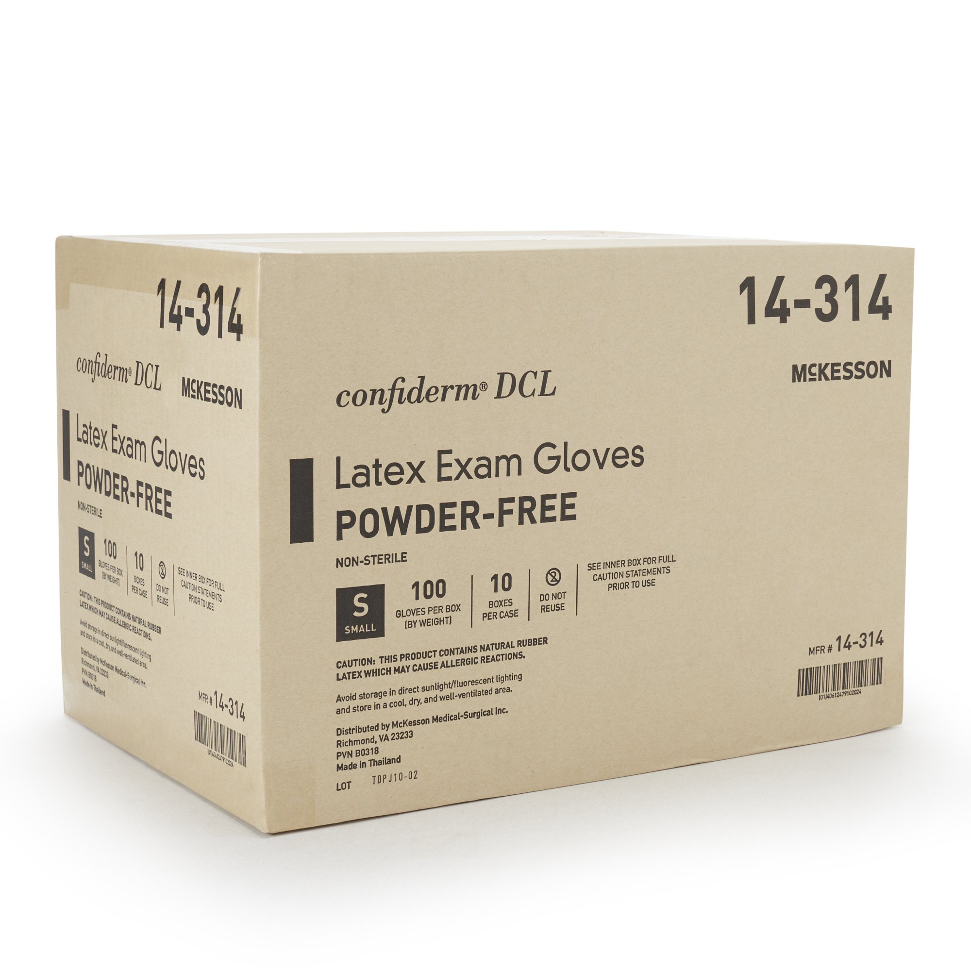 McKesson Brand 14-314 - McKesson Confiderm® Latex Exam Glove, Small, Ivory - 100/Box, 1000/Case
