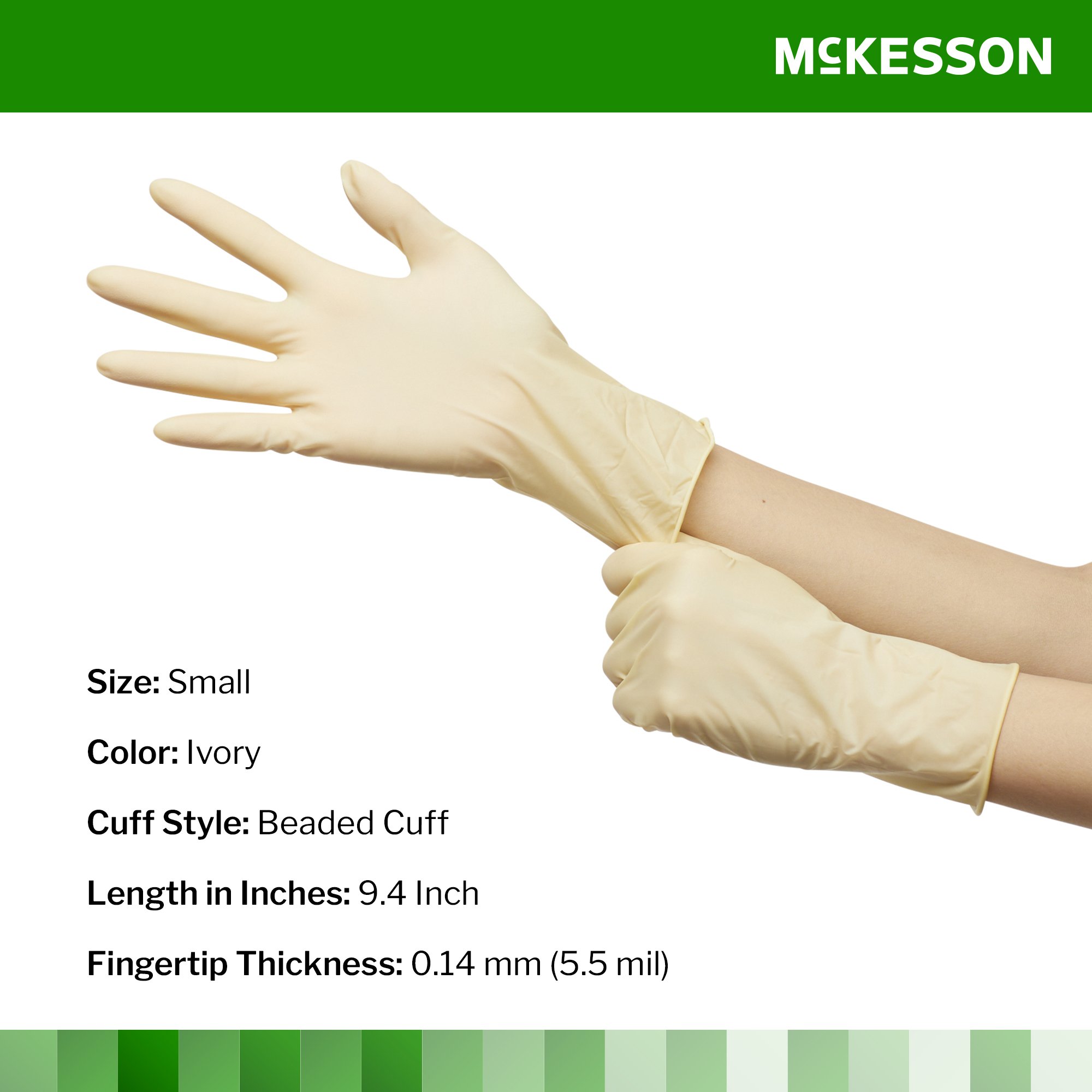 McKesson Brand 14-314 - McKesson Confiderm® Latex Exam Glove, Small, Ivory - 100/Box, 1000/Case