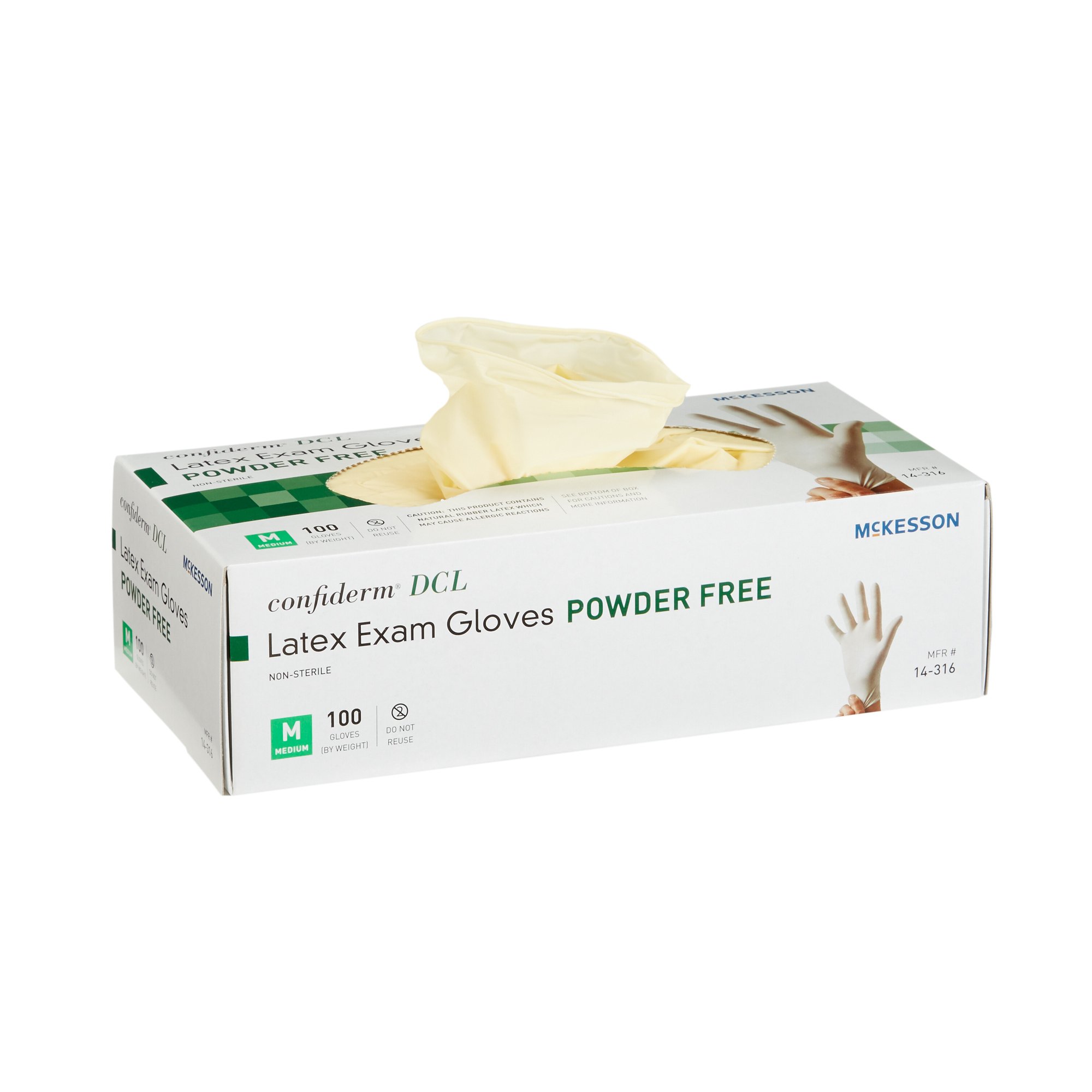 McKesson Brand 14-316 - McKesson Confiderm® Latex Exam Glove, Medium, Ivory - 100/Box, 1000/Case
