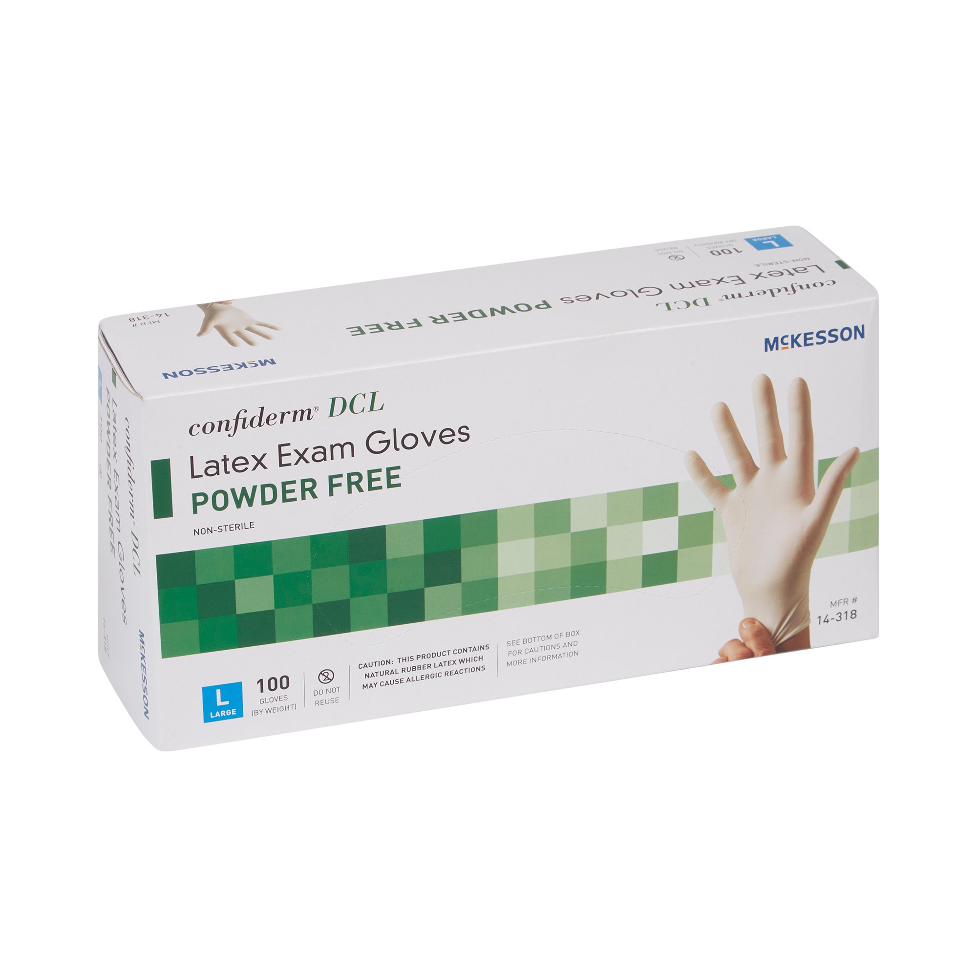 McKesson Brand 14-318 - McKesson Confiderm® Latex Exam Glove, Large, Ivory - 100/Box, 1000/Case