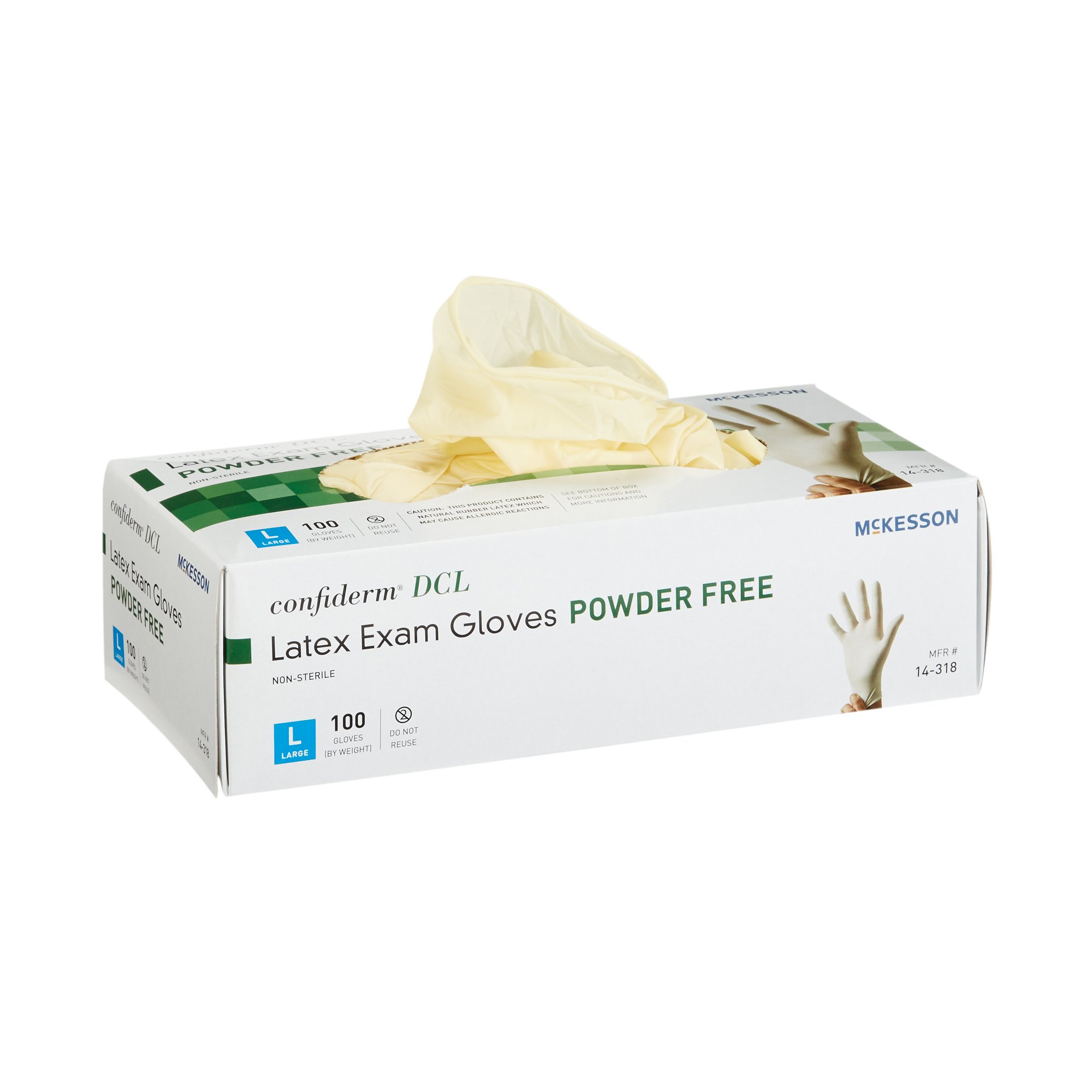 McKesson Brand 14-318 - McKesson Confiderm® Latex Exam Glove, Large, Ivory - 100/Box, 1000/Case