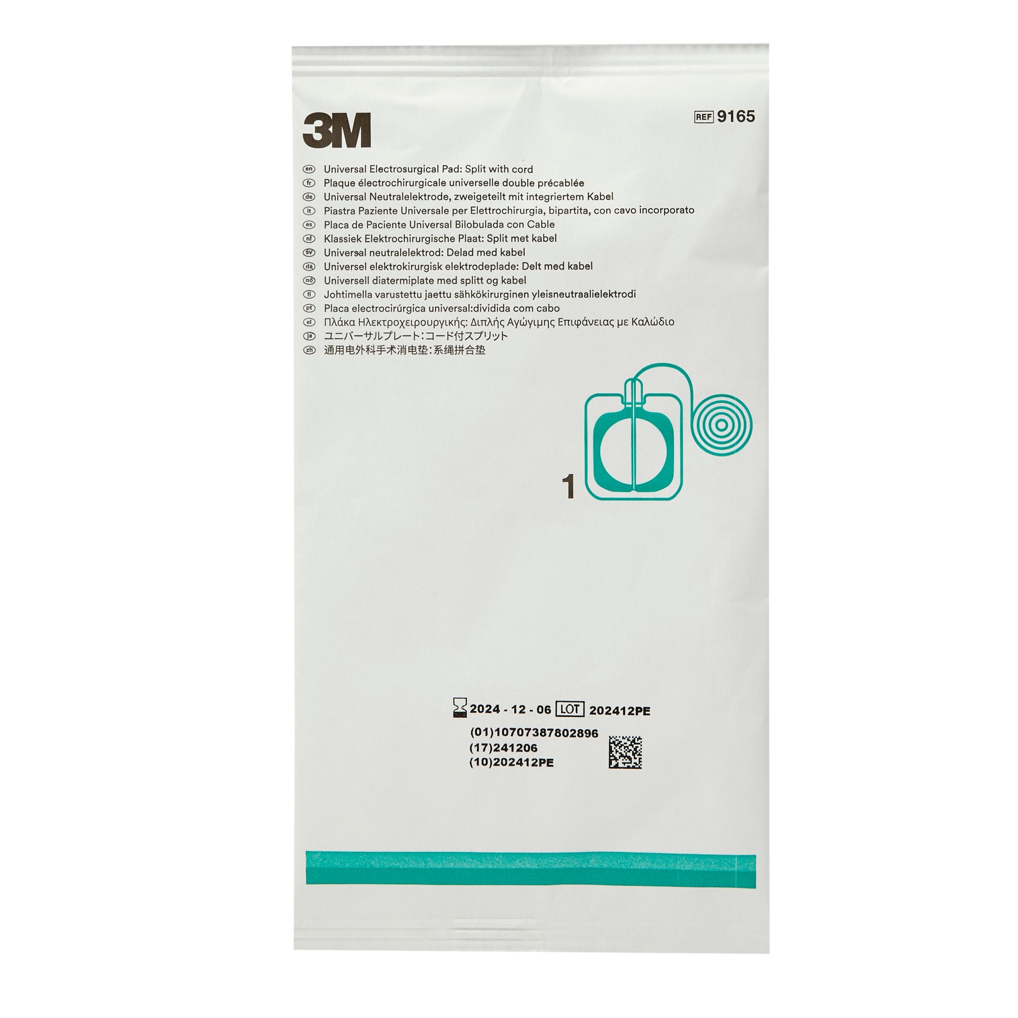 Medline - 9165 Patient Return Electrode 9100 Series Split Corded