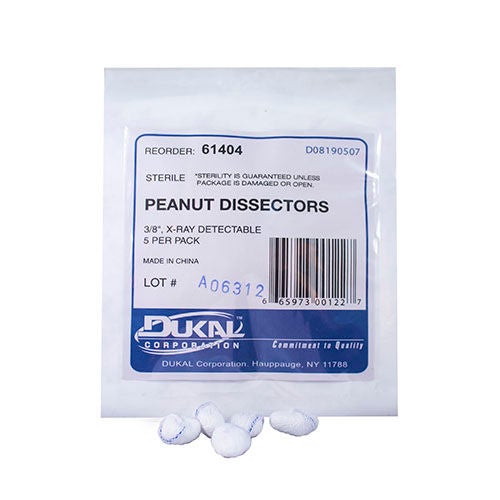 Dukal - 61404 Surgical Peanut Sponge Dukal X-Ray Detectable Cotton Gauze 3/8 Inch Diameter 5 Count Pack Sterile