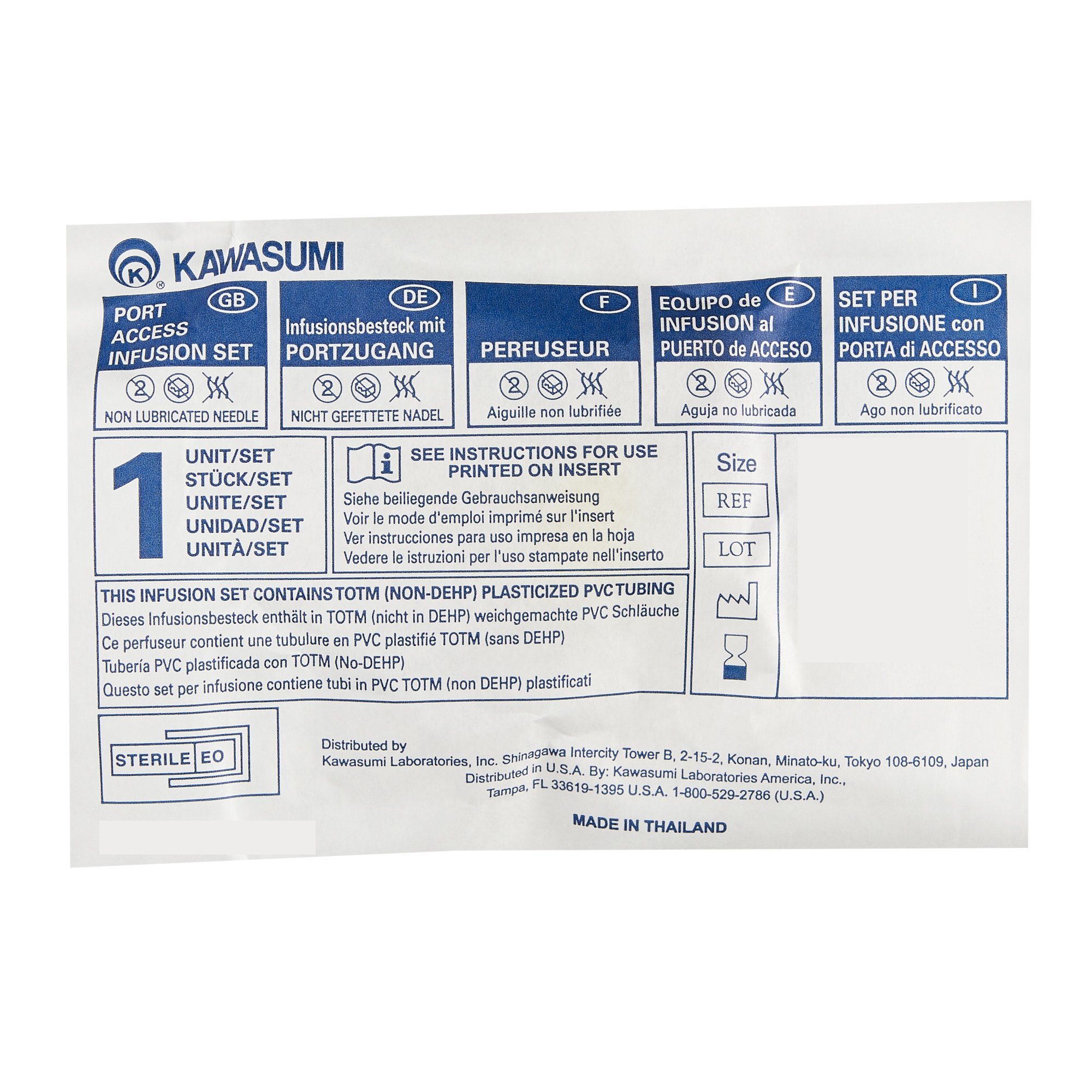 Kawasumi Laboratories PI01Y01 - Kawasumi Huber Infusion Set - 1/Each, 25/Box, 100/Case