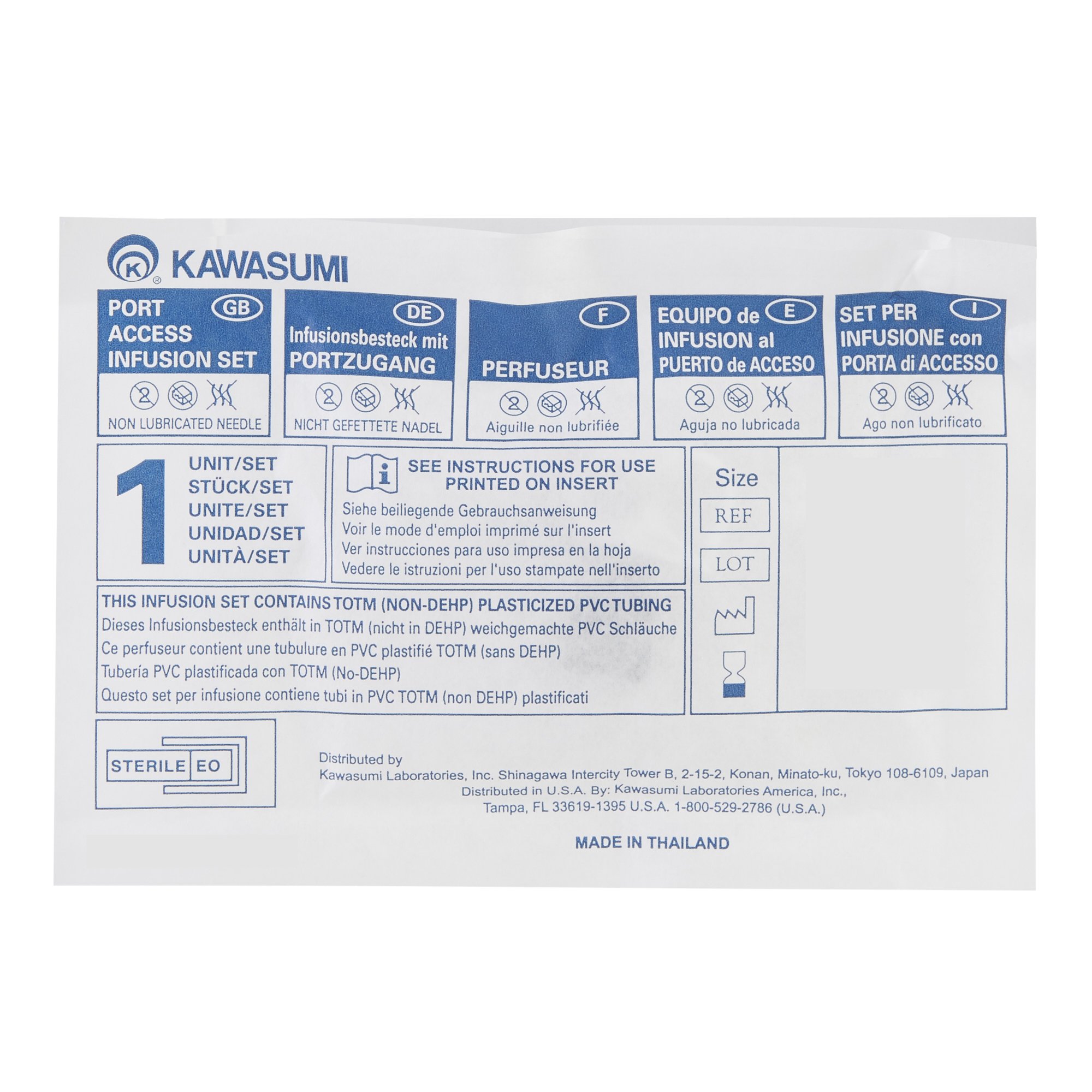 Kawasumi Laboratories PI03021 - Kawasumi Huber Infusion Set - 1/Each, 25/Box, 100/Case