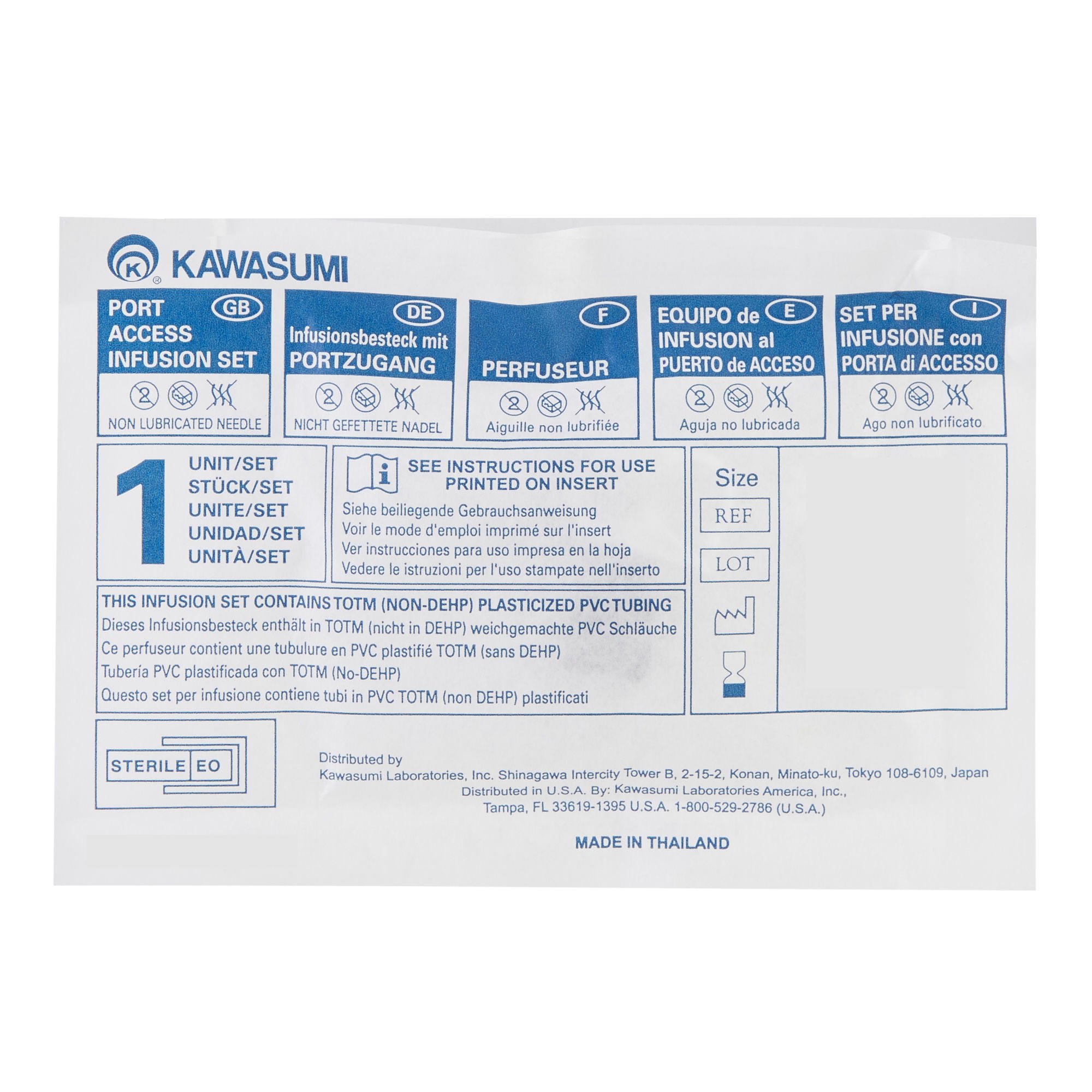 Kawasumi Laboratories - PI01Y20 Huber Infusion Set Kawasumi 22 Gauge 3/4 Inch 11 Inch Tubing Y-Site Port