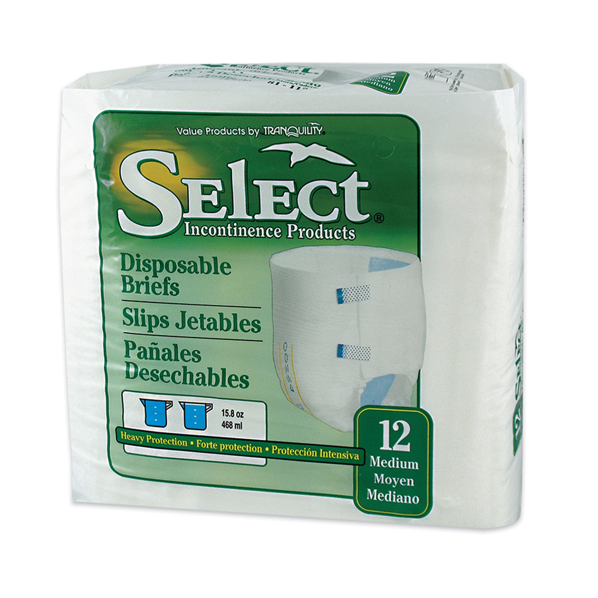 Principle Business Enterprises - 2624 Incontinence Brief Select® Adult Medium Unisex Disposable Heavy Absorbency