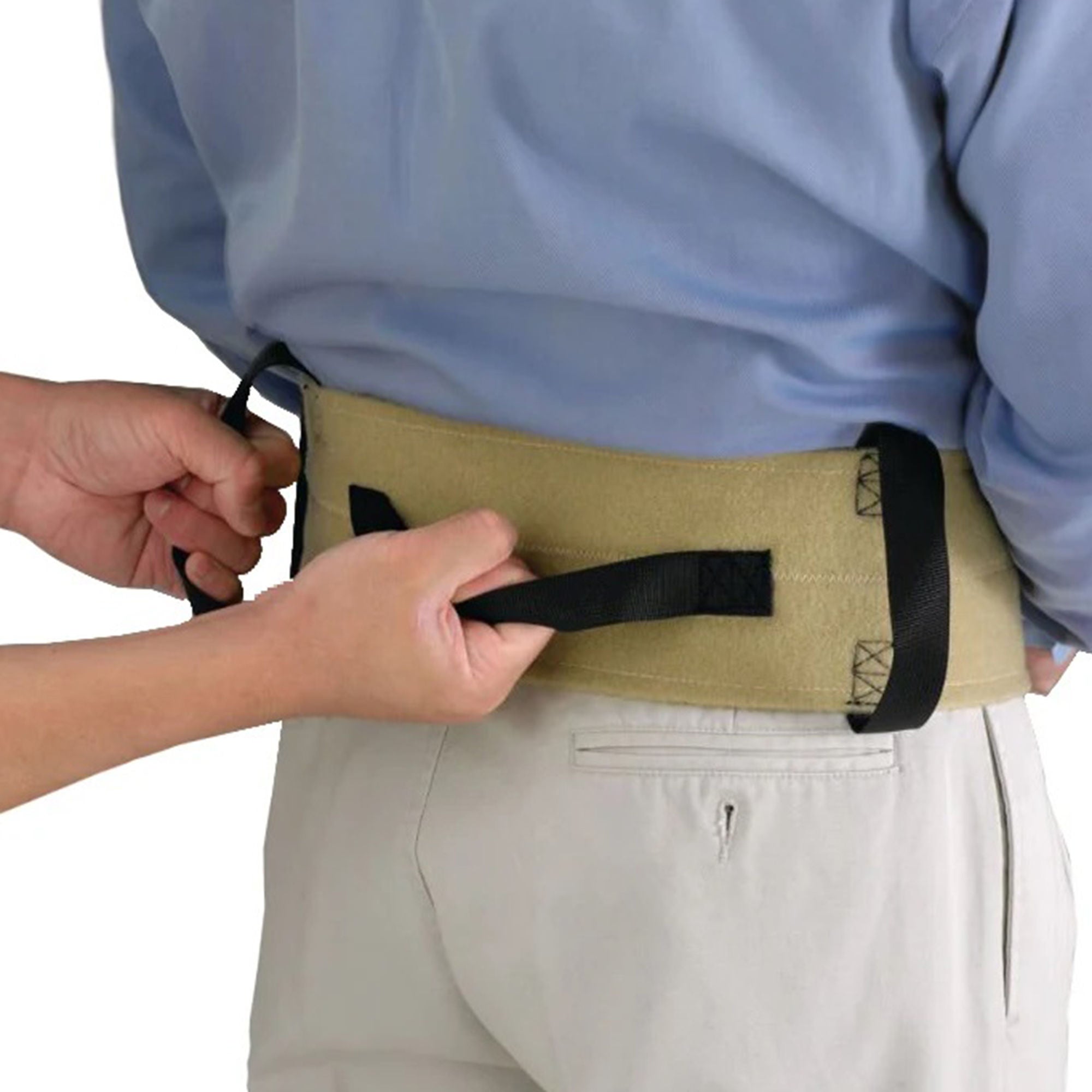 Performance Health - 081172832 Gait Belt with Handles Sammons Preston® 44 to 60 Inch Length Beige / Black Nylon