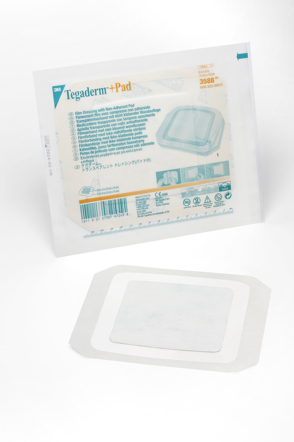 Solventum Corporation 3588 - 3M™ Tegaderm™ +Pad Film Dressing with nonadherent Pad, 6 x 6 Inch - 1/Each, 25/Box, 100/Case