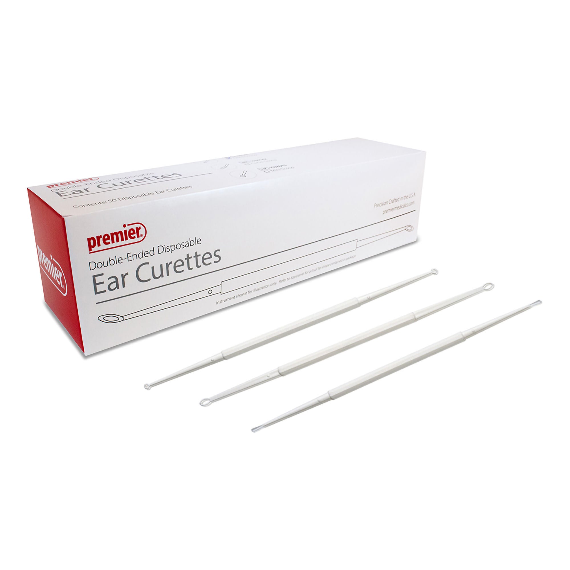 Premier Dental Products - 1038042 Ear Curette Premier® 7-1/2 Inch Length Double-ended Handle Curved Loop Tip