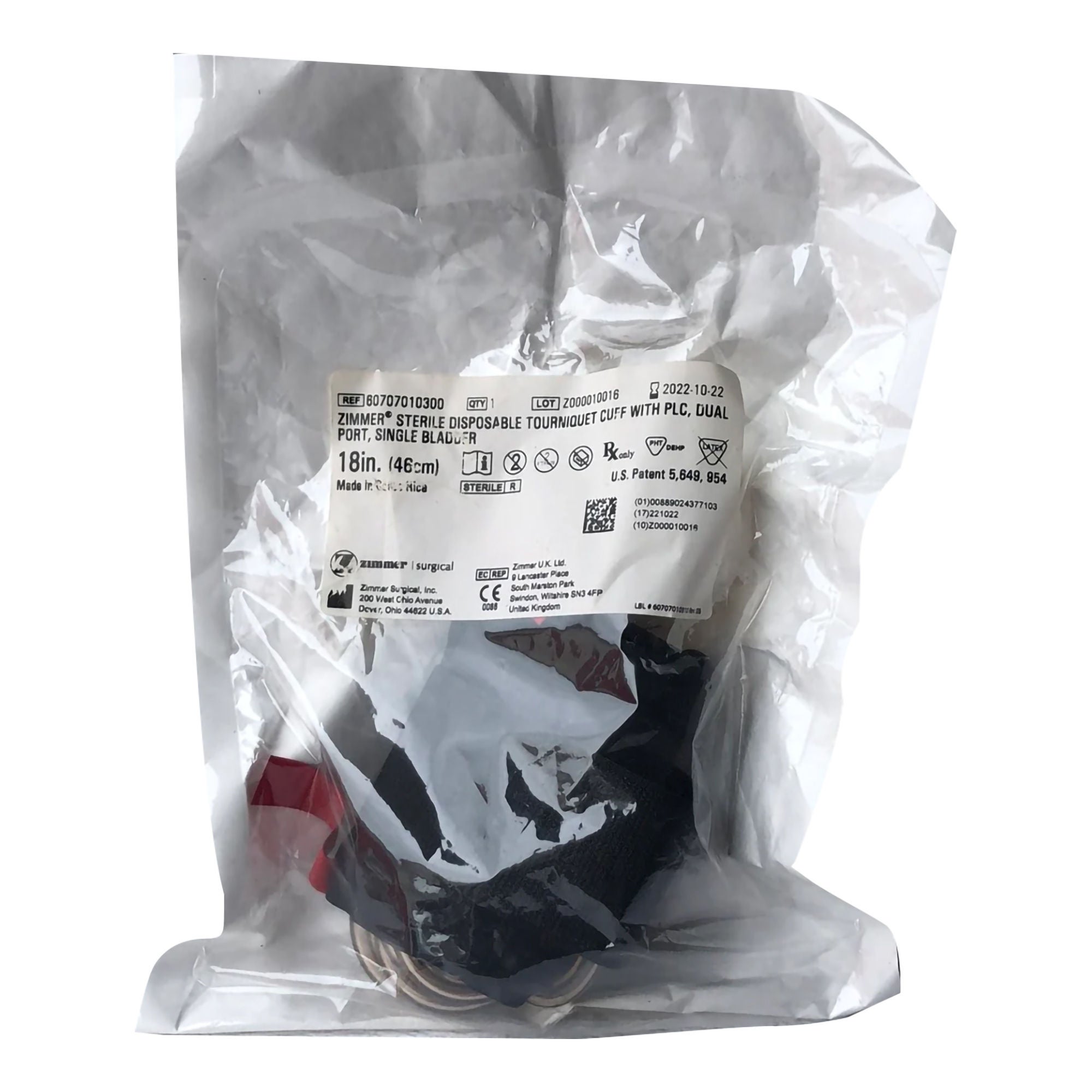 Zimmer - 60707010300 Surgical Tourniquet Cuff A.T.S.® 18 Inch Length Dual Port / Single Bladder / Dual Hose