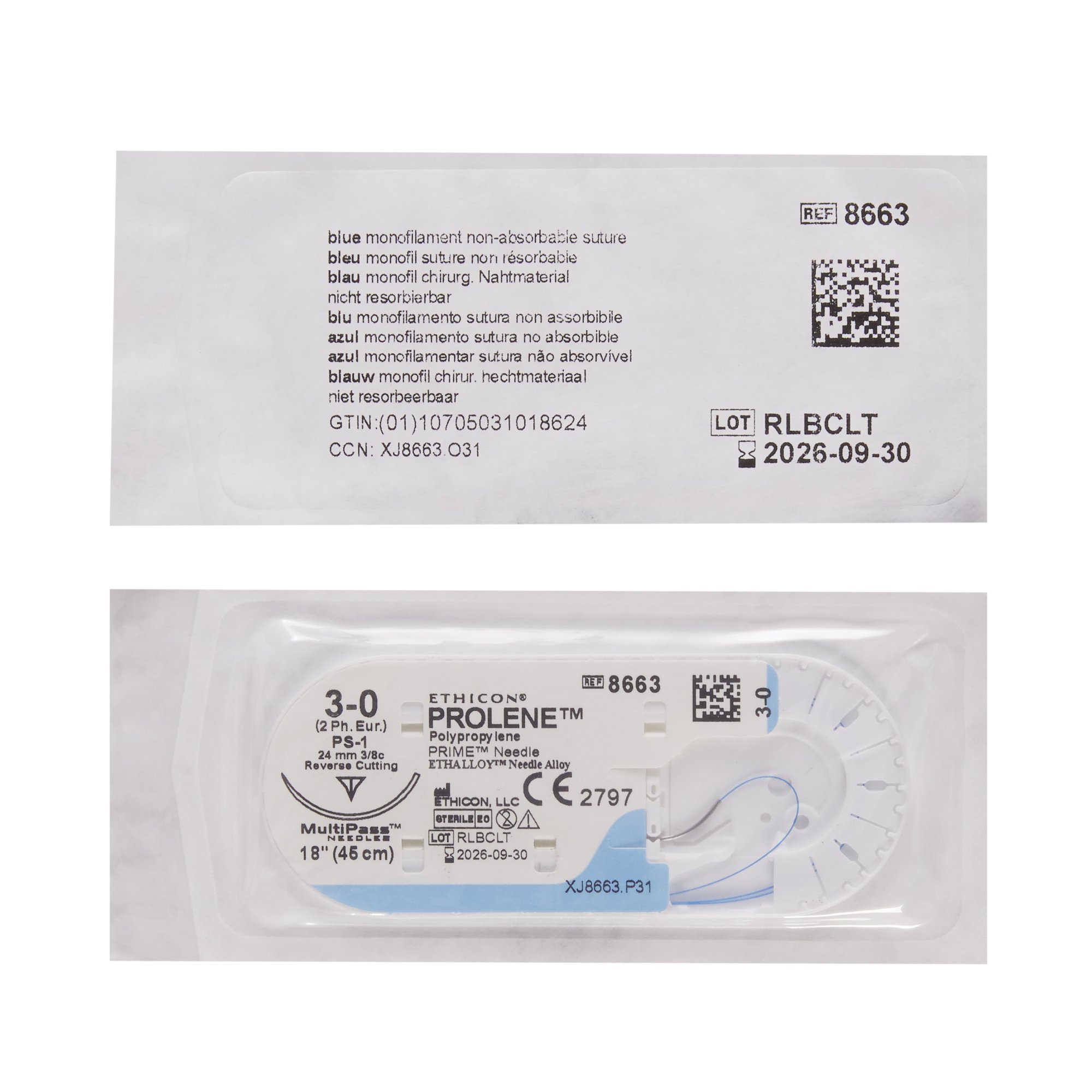 J & J Healthcare Systems 8663G - Prolene™ Suture with Needle - 12/Dozen, 12/Box