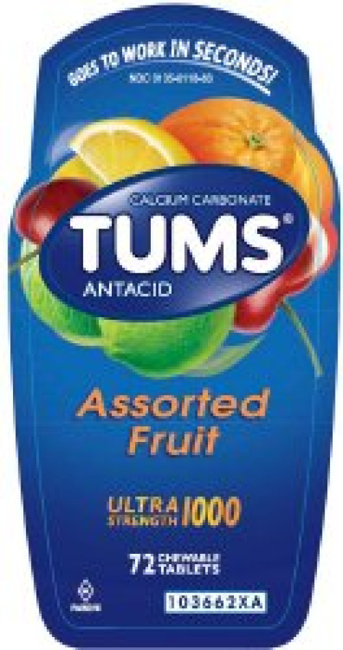 Glaxo Consumer Products 00135011883 - Tums® Ultra Strength 1000 Antacid Chewable Tablets Assorted Fruit - 1/Each