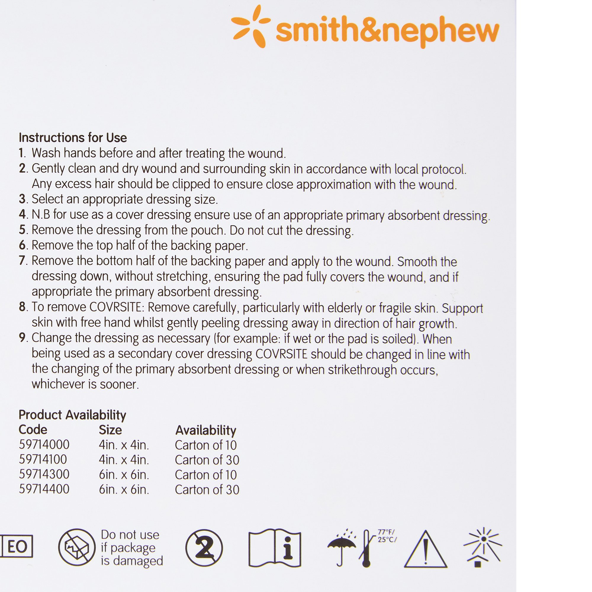 Smith & Nephew 59714000 - Covrsite Composite Dressing, 4 x 4 Inch - 1/Each, 10/Box, 100/Case