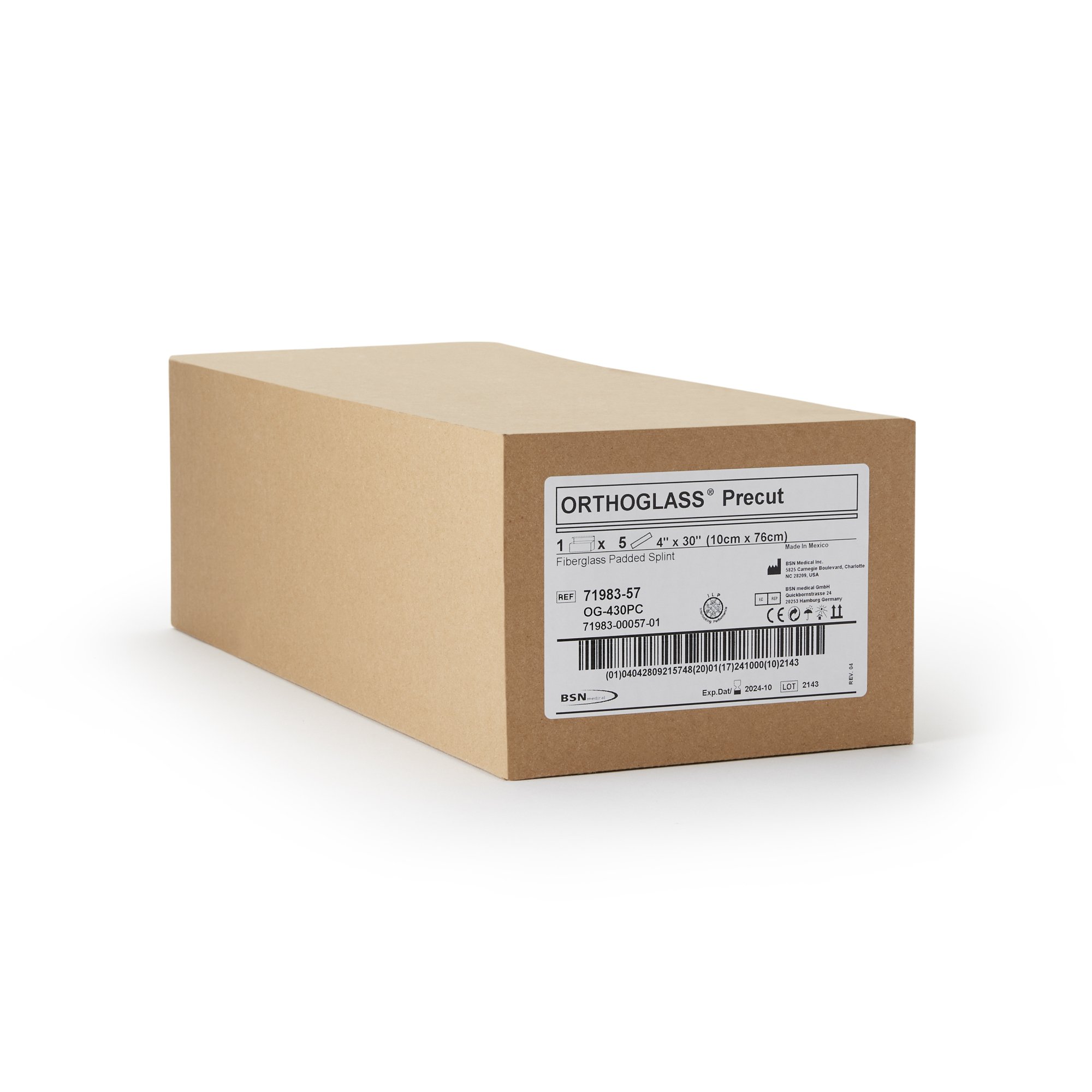 BSN Medical OG-430PC - Ortho-Glass® Precut Splint, White, 4 x 30 Inch - 1/Each, 5/Box