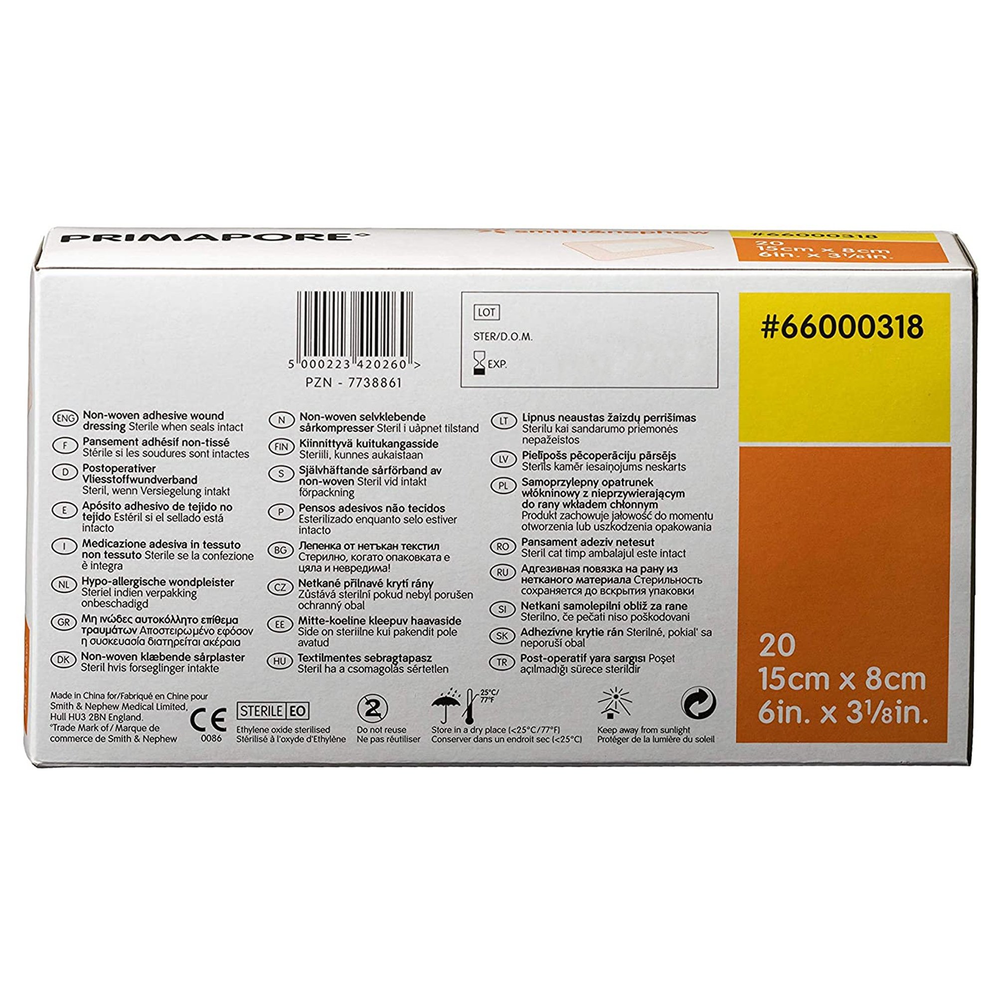 Smith & Nephew - 66000318 Primapore White Adhesive Dressing