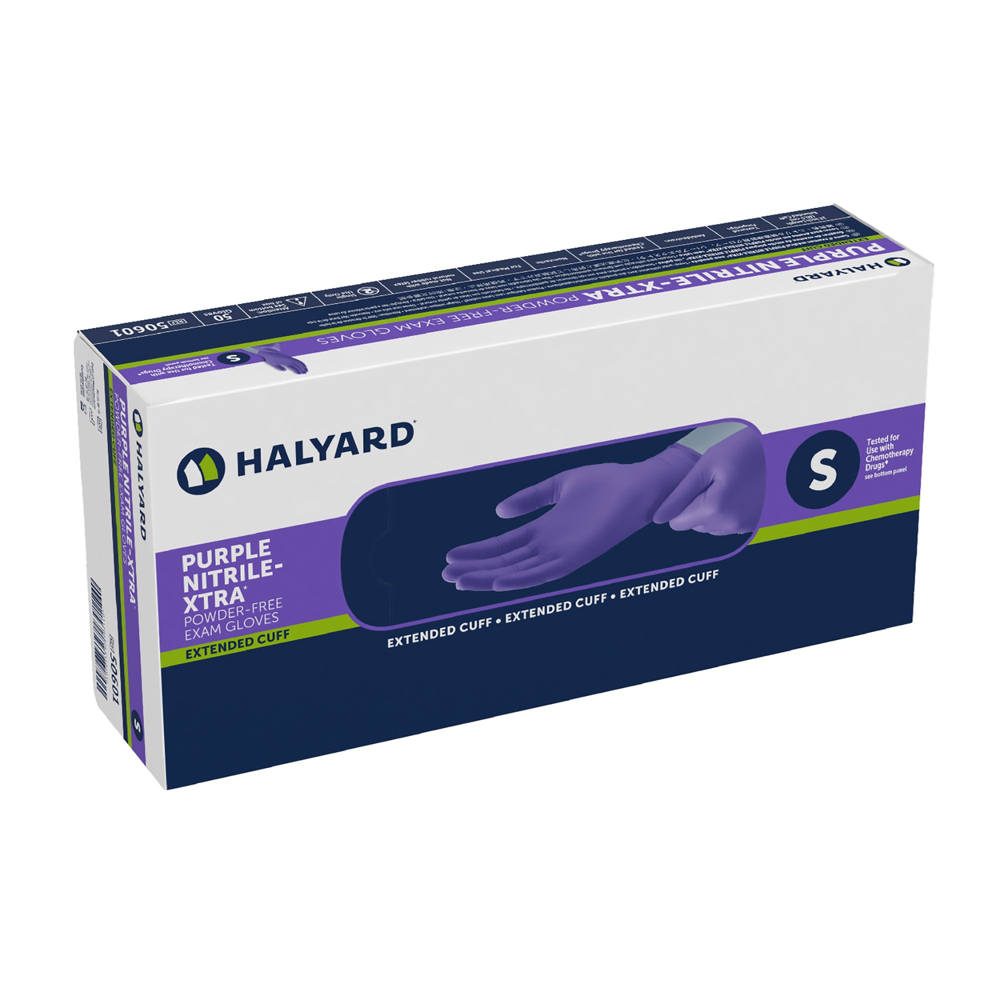 O&M Halyard Inc - 50601 Purple Nitrile-Xtra™ Nitrile Extended Cuff Length Exam Glove