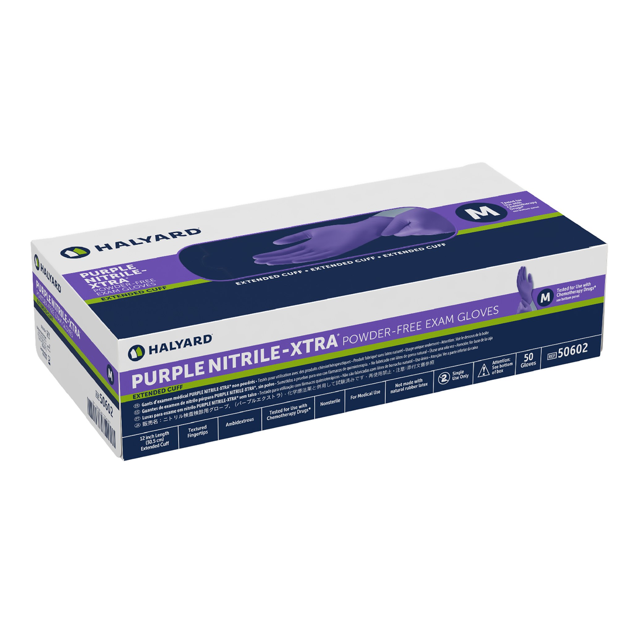 O&M Halyard Inc - 50602 Purple Nitrile-Xtra™ Extended Cuff Length Exam Glove