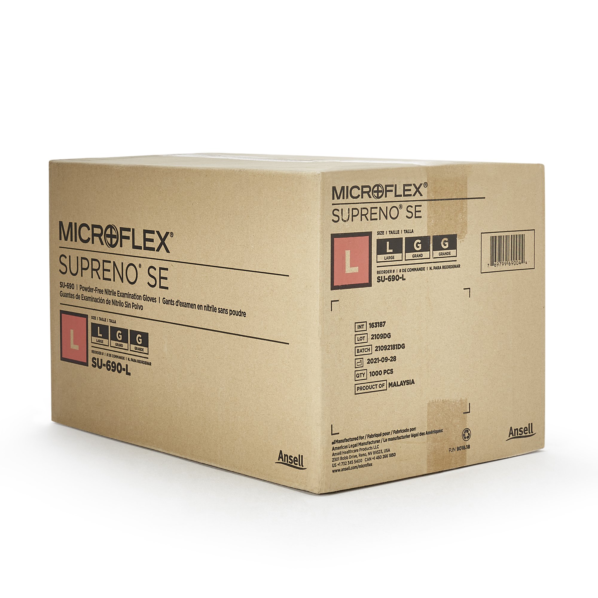 Microflex Medical SU-690-L - Supreno® SE Nitrile Exam Glove, Large, Blue - 100/Box, 1000/Case