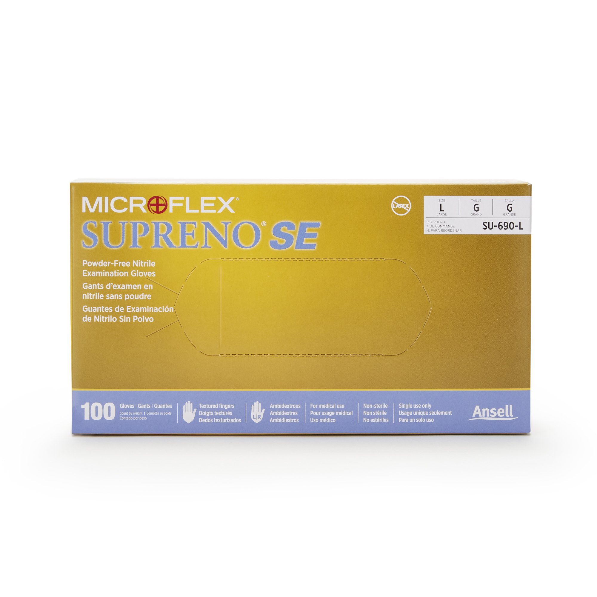 Microflex Medical SU-690-L - Supreno® SE Nitrile Exam Glove, Large, Blue - 100/Box, 1000/Case