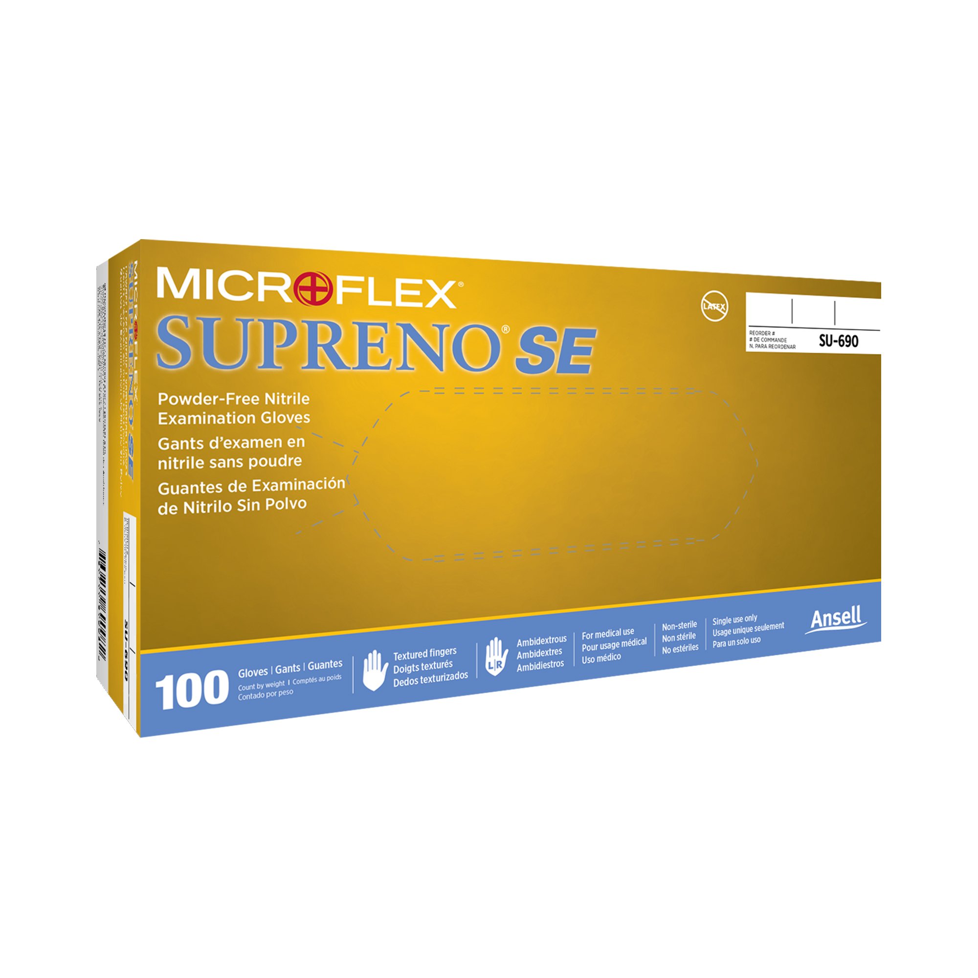 Microflex Medical SU-690-S - Supreno® SE Nitrile Exam Glove, Small, Blue - 100/Box, 1000/Case