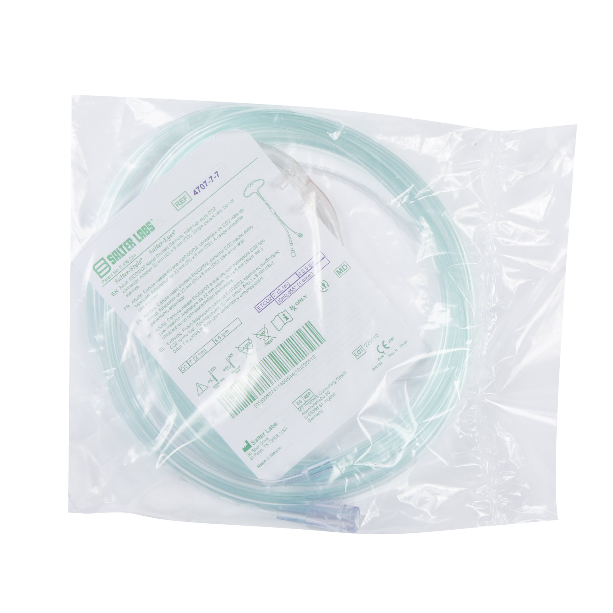 Sun Med 4707-7-7-25 - Salter-Style® ETCO2 Nasal Sampling Cannula with O2 - 1/Each, 25/Case