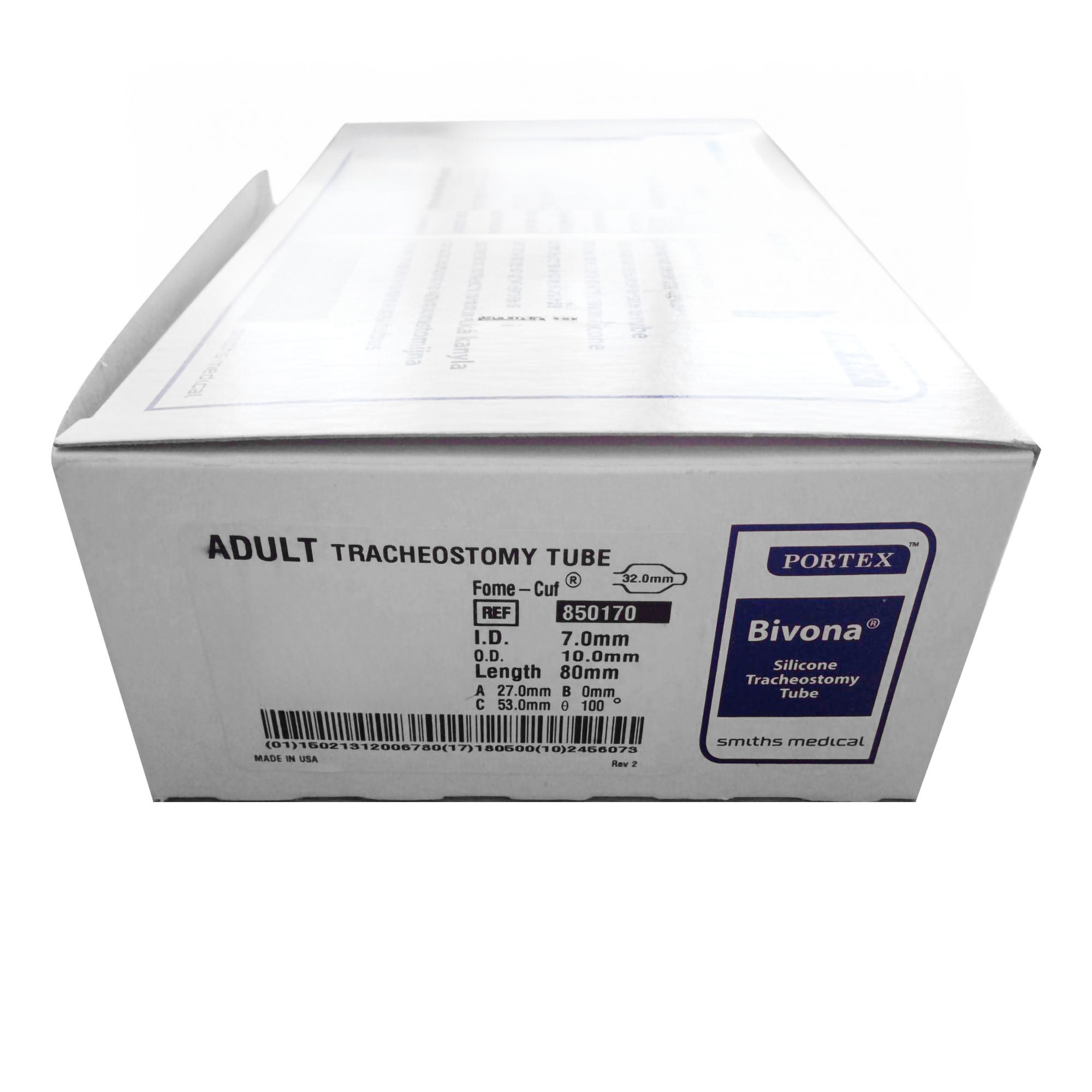 ICU Medical FKA Smiths Medical - 850170 Cuffed Tracheostomy Tube Bivona® Fome-Cuf® Size 7.0 Adult