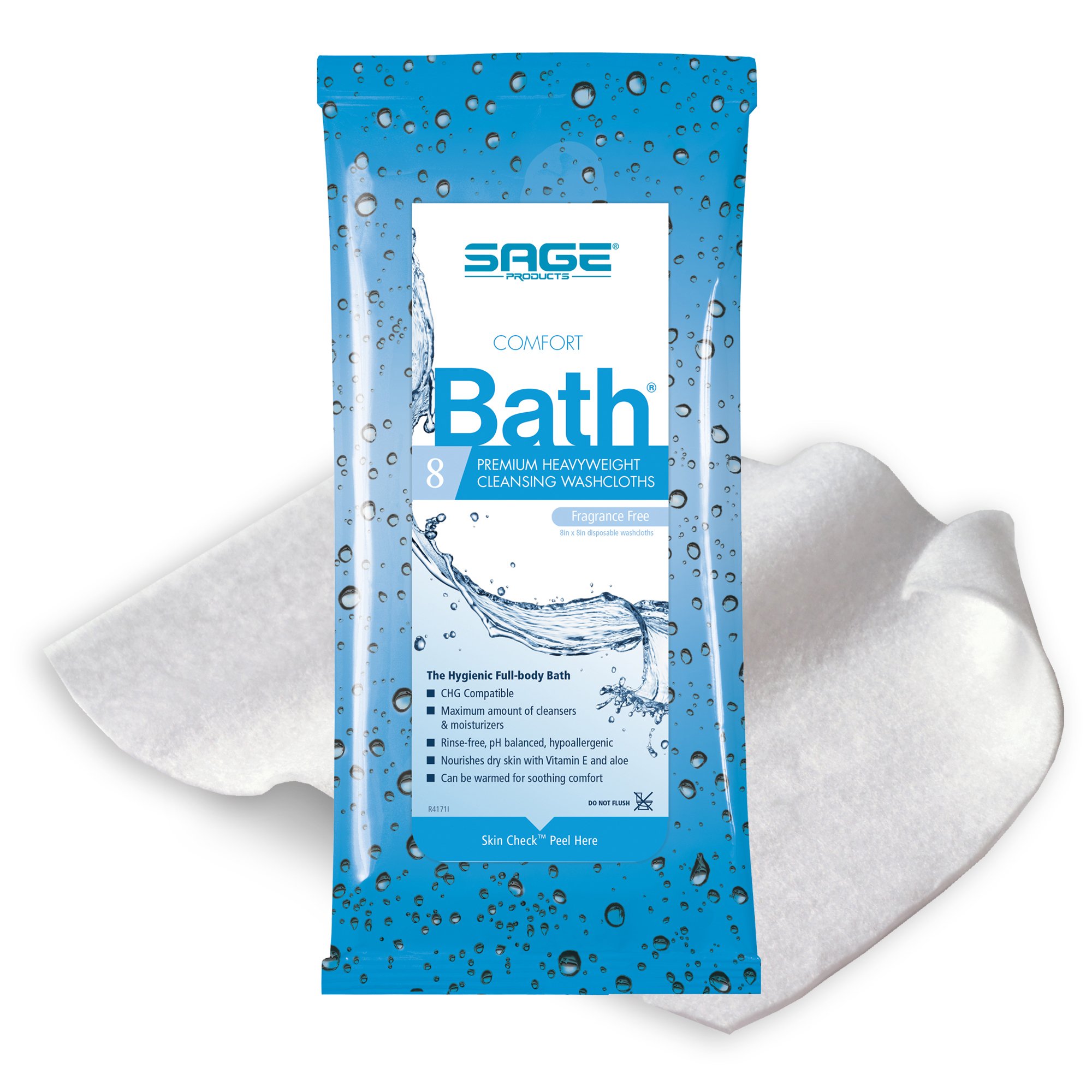 Sage Products - 7903 Comfort Bath® Unscented Cleansing Rinse-Free Bath Wipe