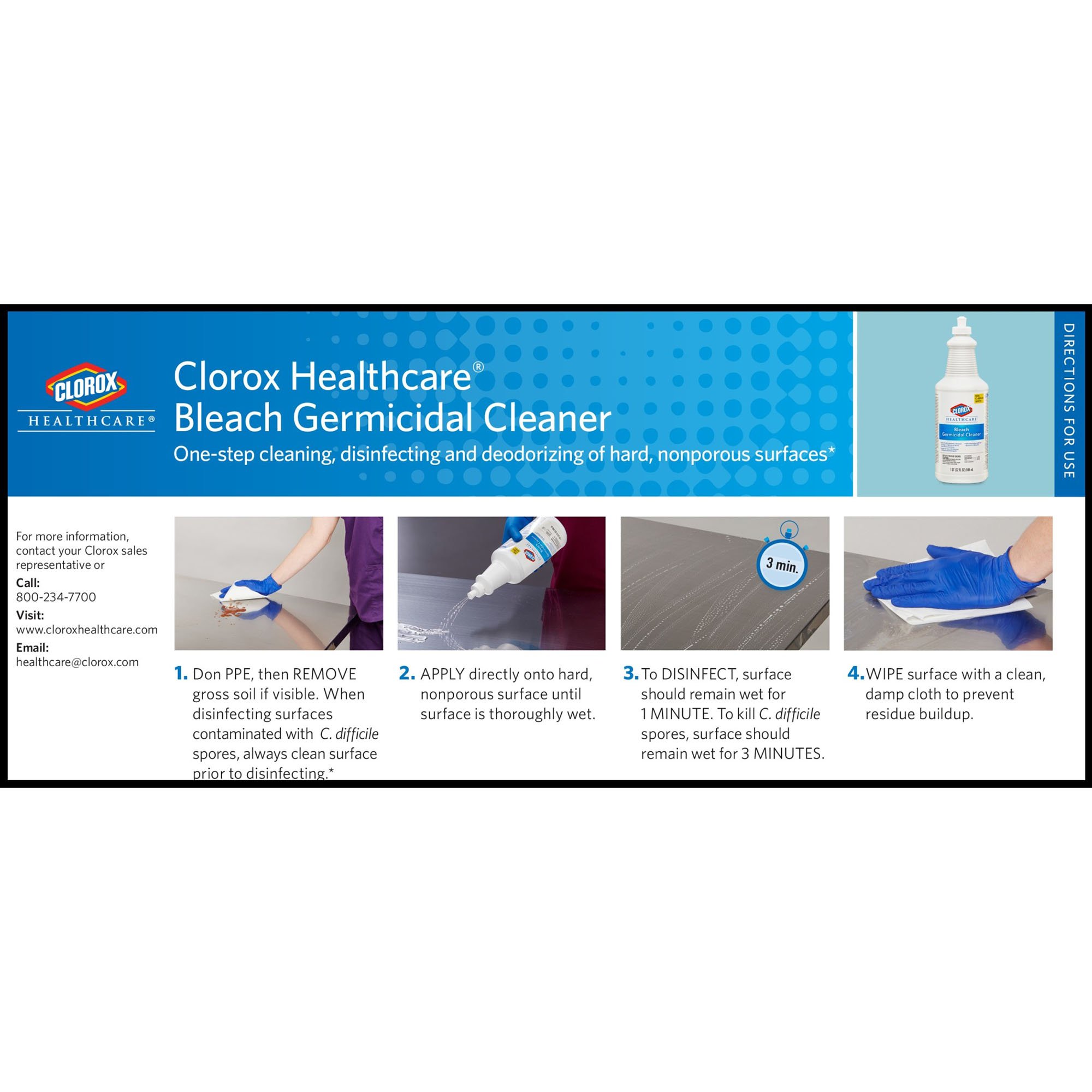 The Clorox Company 68832 - Clorox Healthcare® Bleach Germicidal Cleaner, 32-ounce bottle - 1/Each, 6/Case