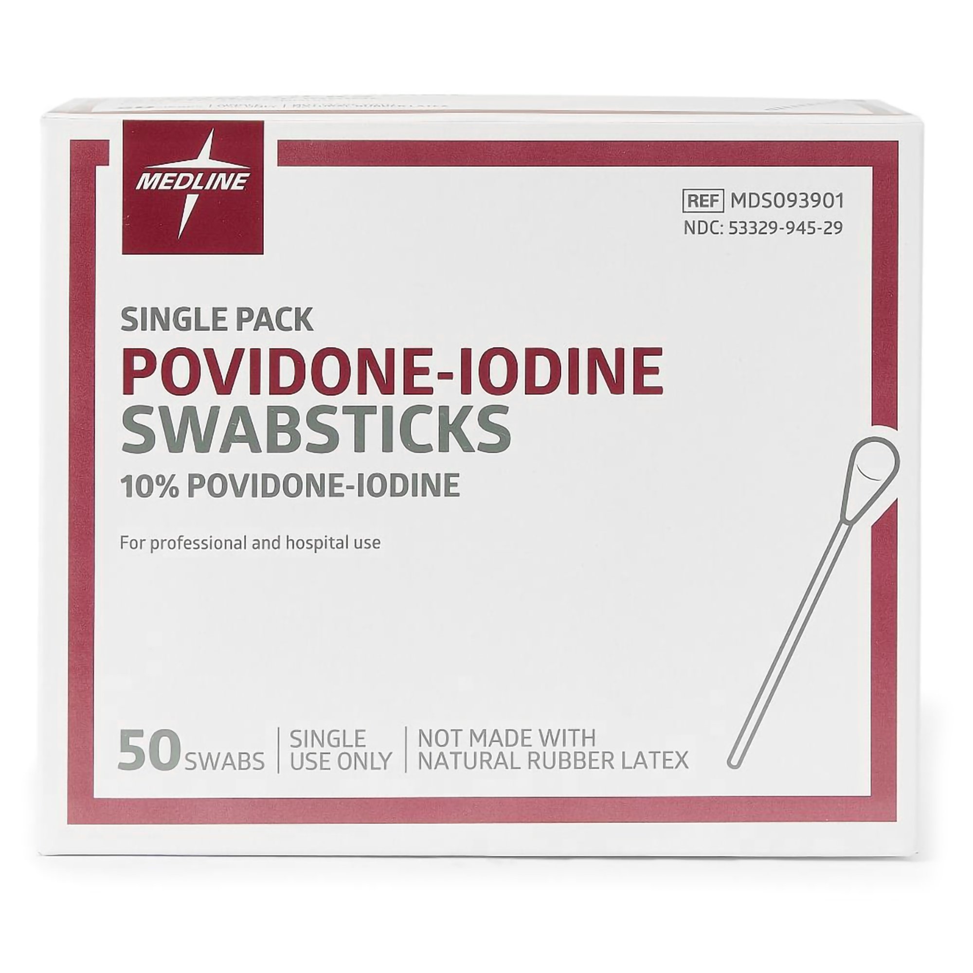 Medline MDS093901 - Medline Povidone Iodine Swabsticks - 1/Each, 50/Box, 500/Case